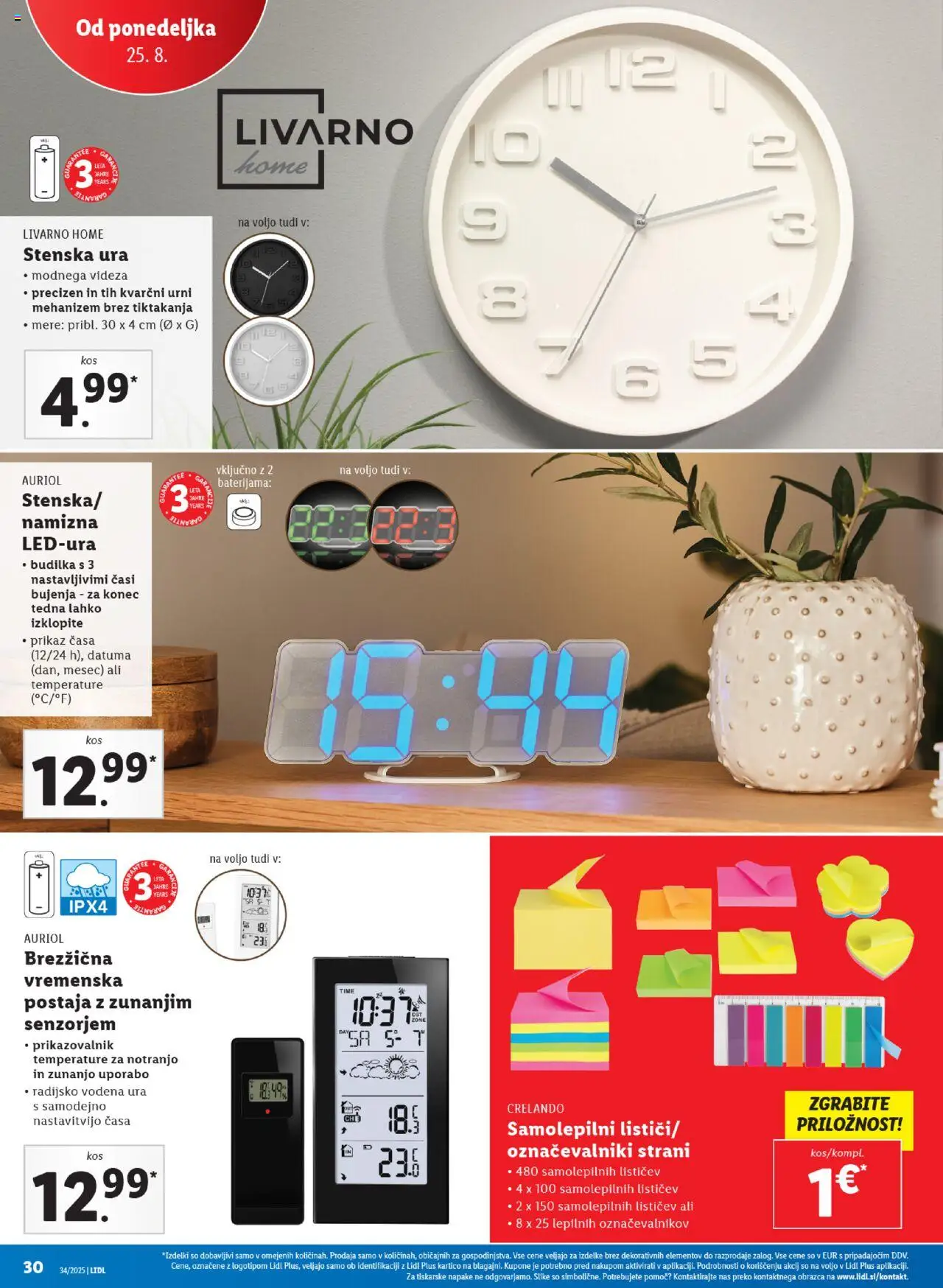 Lidl katalog │ velja od 21.08.2025 | Stran: 54 | Izdelki: Ura, Stenska ura, Budilka, Vremenska postaja