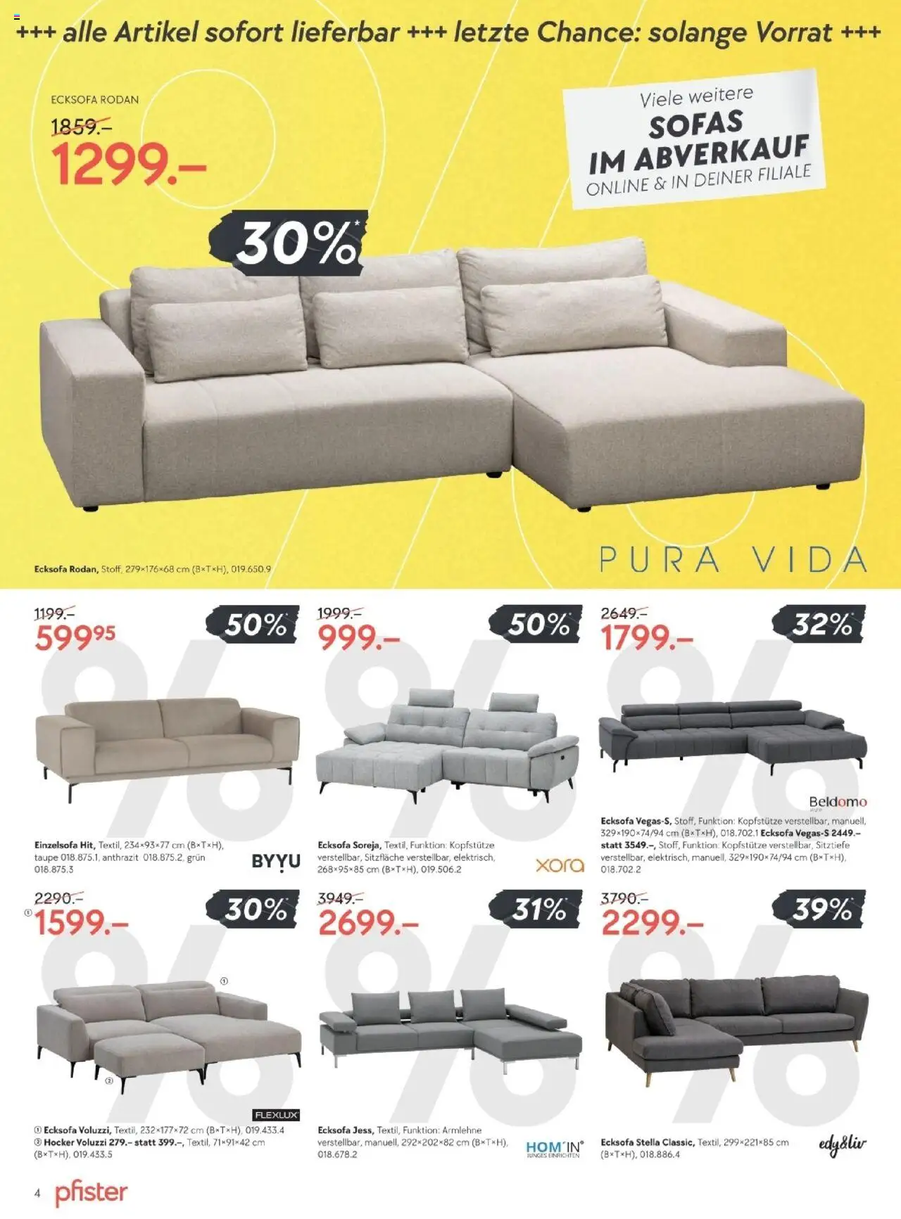 Pfister Aktionen ab 12.08.2025 | Seite: 4 | Produkte: Hocker, Ecksofa