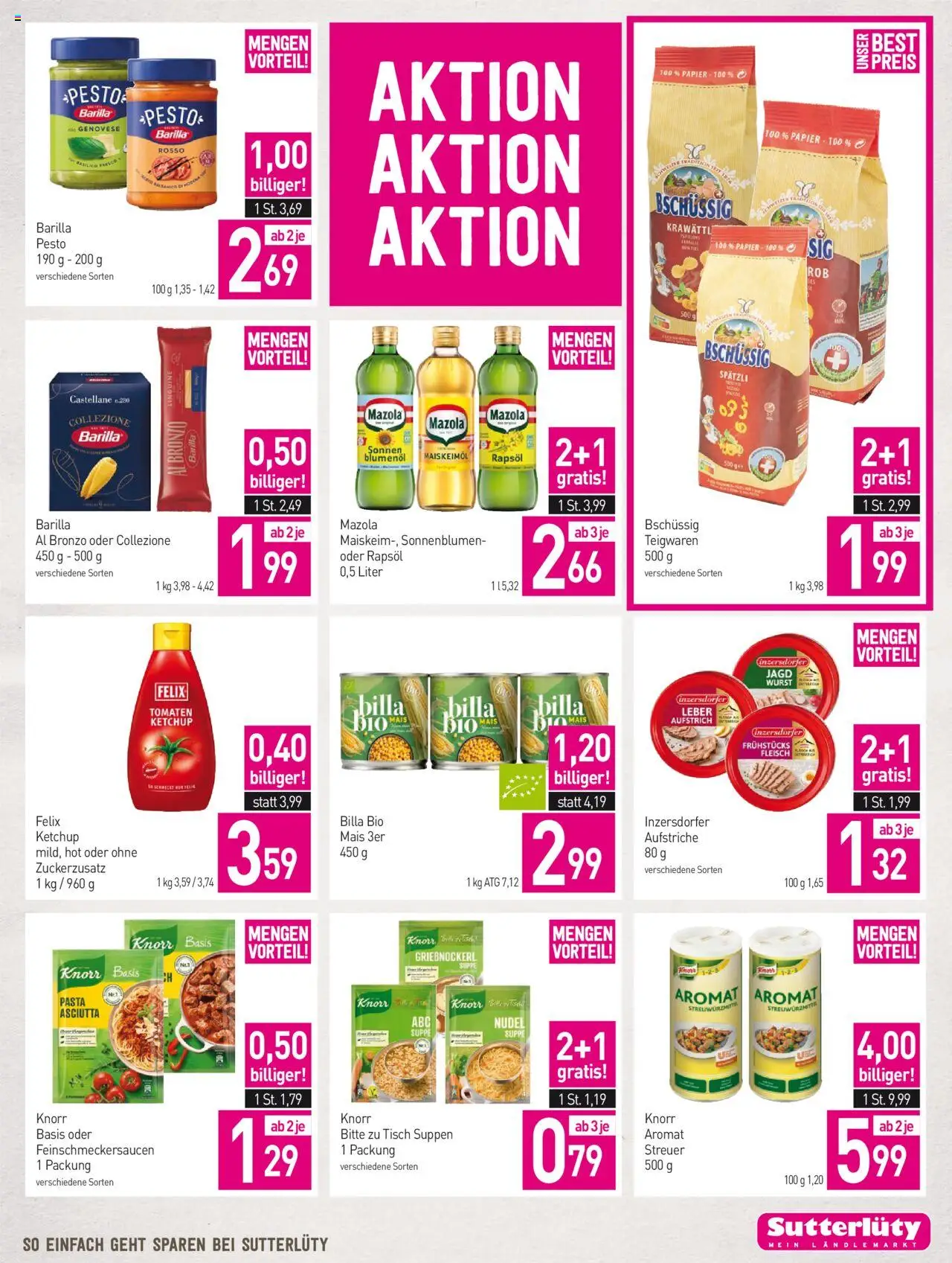 Sutterlüty Flugblatt gültig ab 16.10.2025 | Seite: 17 | Produkte: Pasta, Ketchup, Wurst, Tomaten