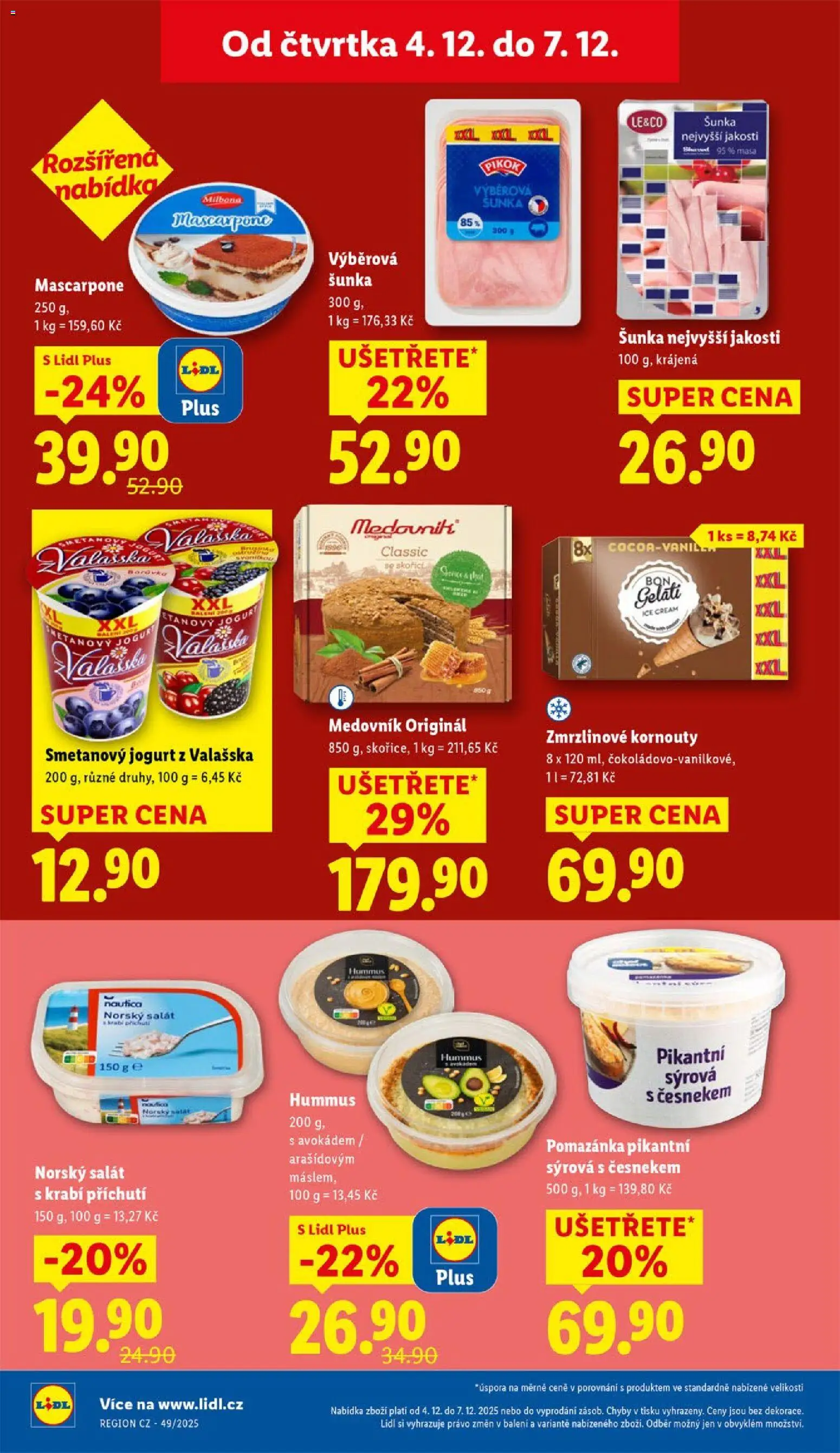 Lidl leták od 04.12.2025 | Strana: 24 | Produkty: Šunka, Salát, Zmrzlinové kornouty, Mascarpone