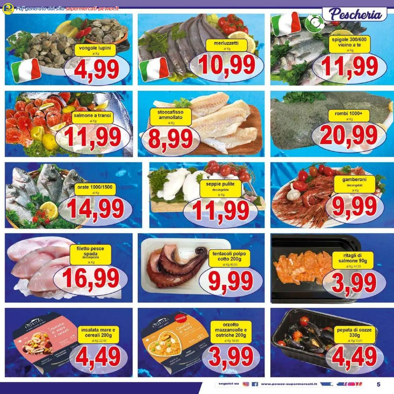 Volantino Pewex del 13.06.2025 | Pagina: 5 | Prodotti: Pesce, Tè, Cozze, Polpo