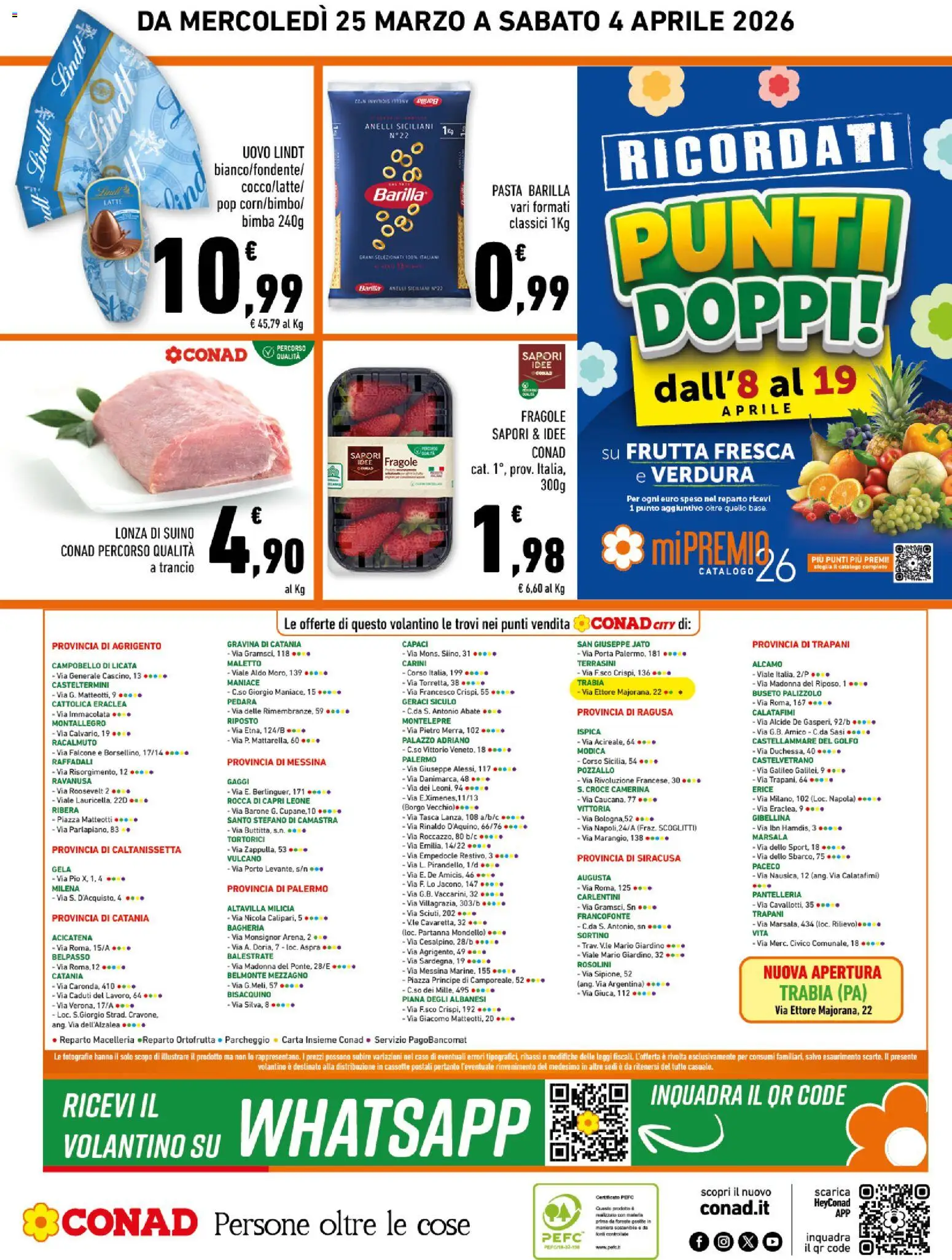 Volantino Conad del 25.03.2026 | Pagina: 20 | Prodotti: Fragole, Frutta, Suino, Pasta