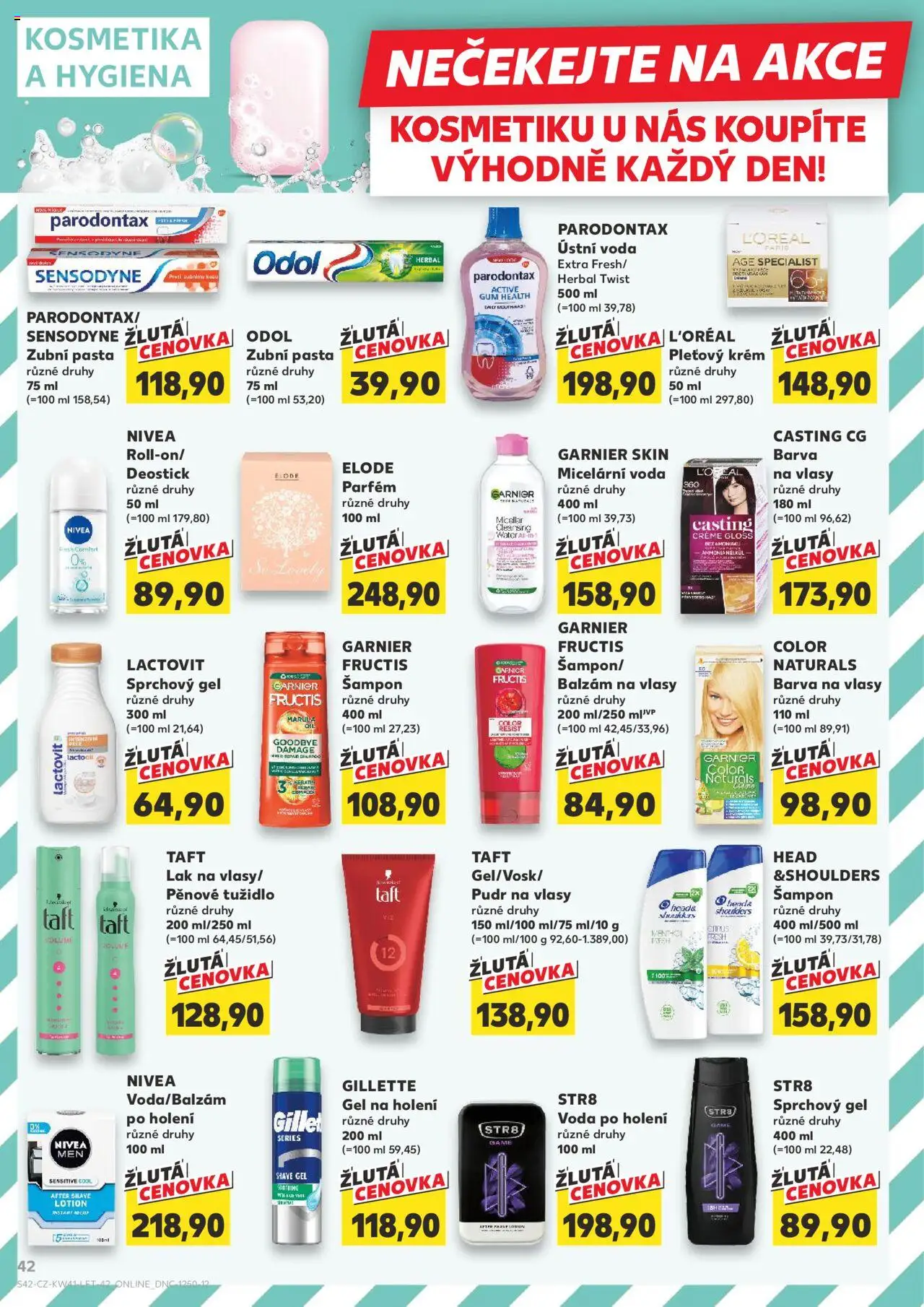 Kaufland leták - Praha 4 od 08.10.2025 | Strana: 42 | Produkty: Deodorant, Gel na holení, Krém, Šampon