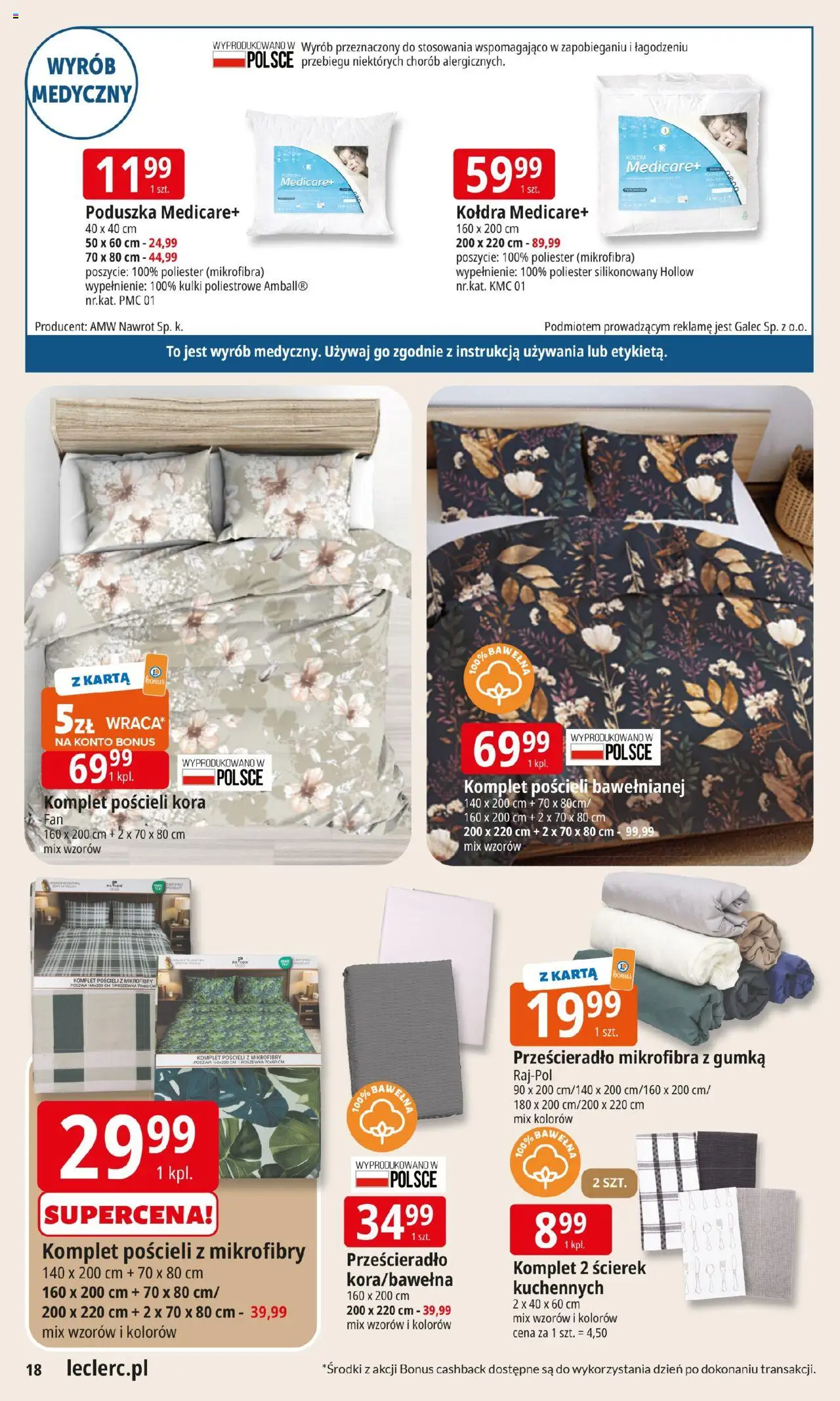E.Leclerc Gazetka - Elbląg od 19.08.2025 | Strona: 18 | Produkty: Karta, Poduszka, Kołdra