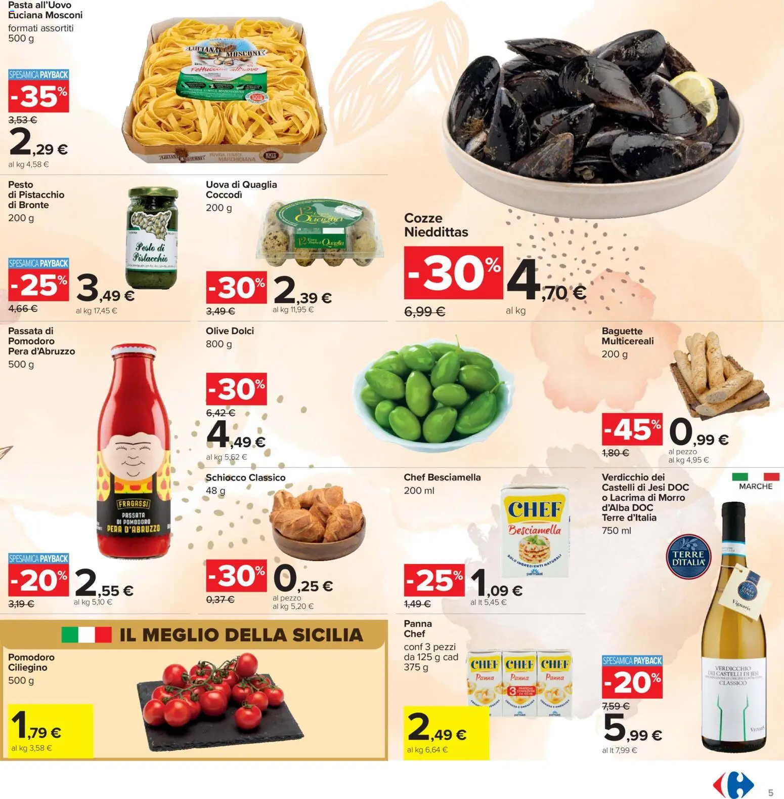 Volantino Carrefour del 24.03.2026 | Pagina: 5 | Prodotti: Panna, Pomodoro, Pasta, Pesto