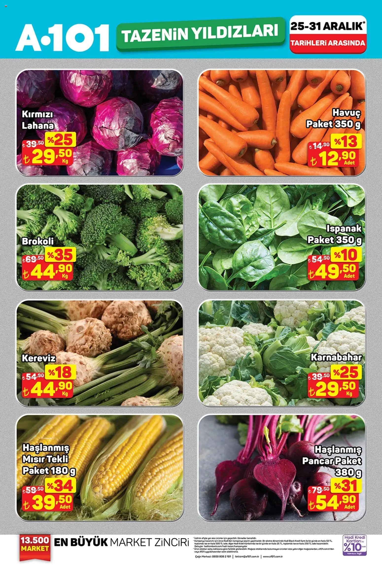 A101 Tazenin Yıldızları - 25.12.2025 tarihinden itibaren geçerlidir | Sayfa: 2 | Ürünler: Ispanak, Havuç, Pancar, Lahana