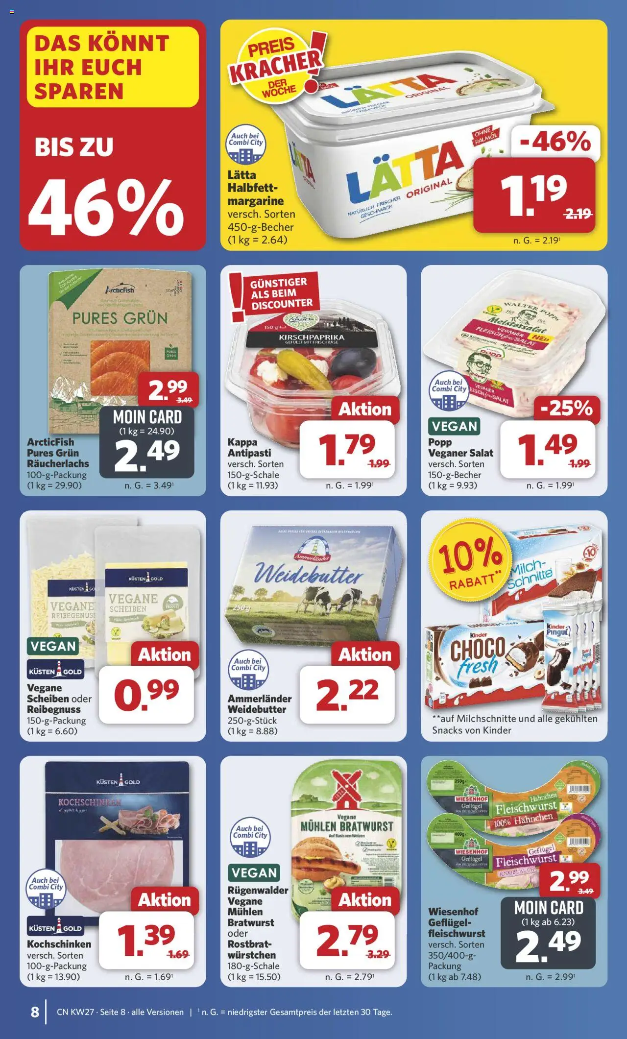 Combi Prospekt 	 - gültig ab dem 30.06.2025 | Seite: 9 | Produkte: Bratwurst, Räucherlachs, Salat, Frischkase