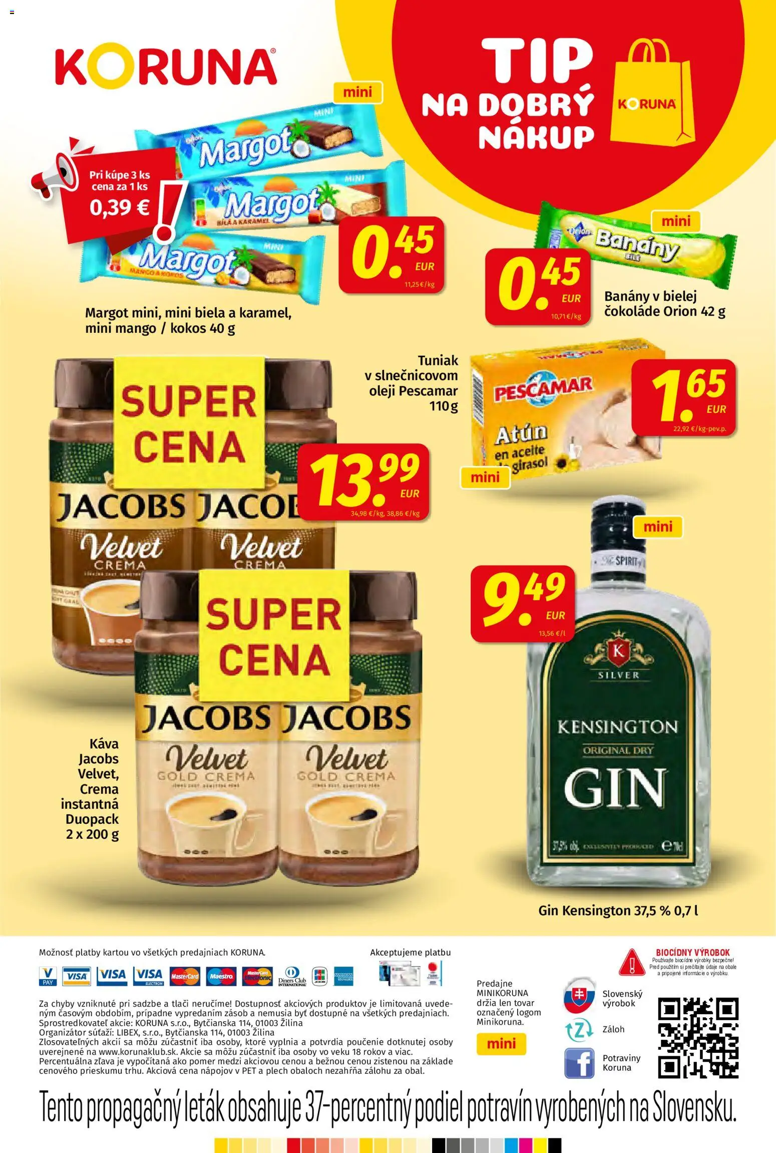 Nové Koruna akcie – leták je platný od 20.03.2026 | Strana: 28 | Produkty: Jacobs Velvet, Tuniak, Banány, Mango