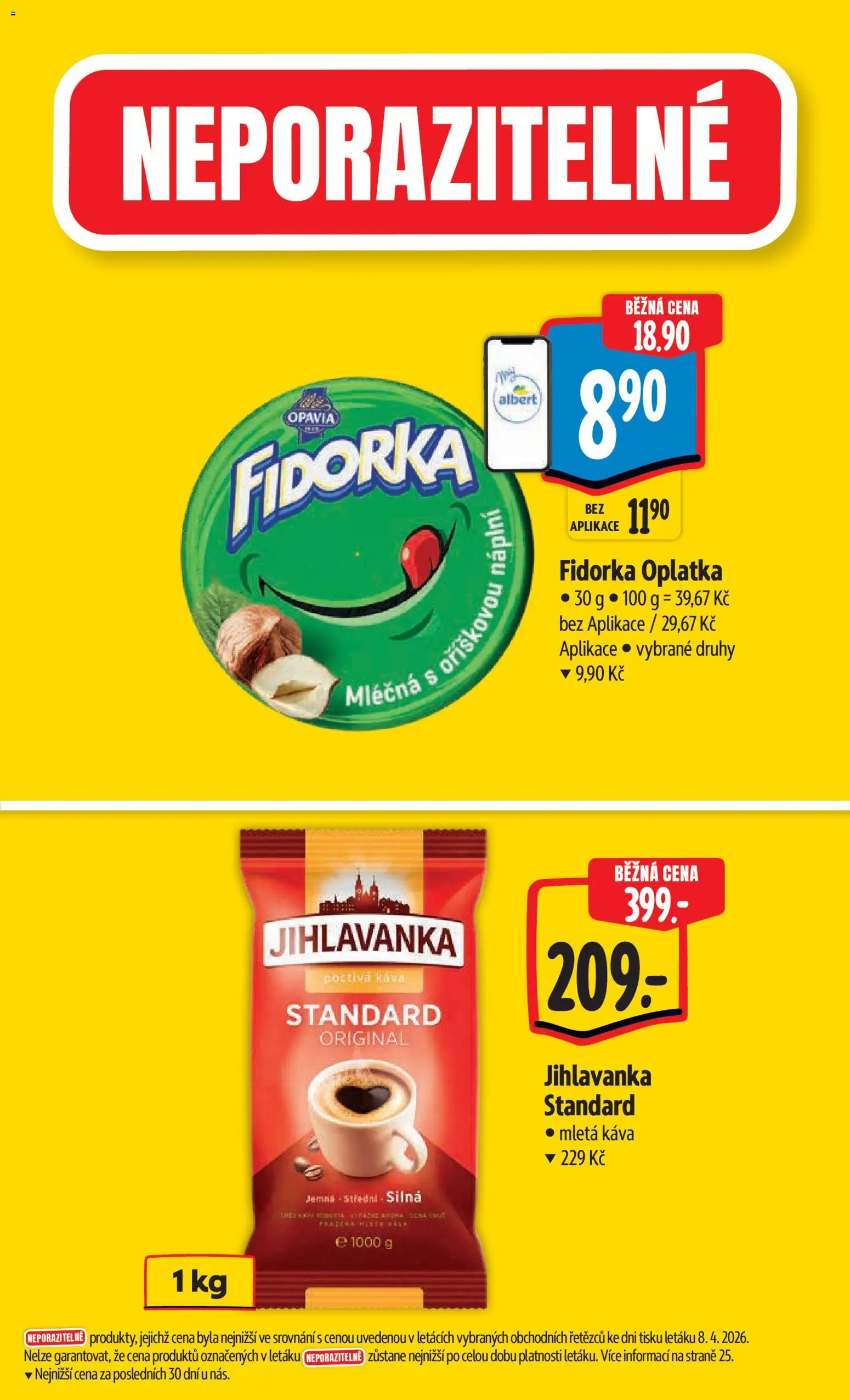 Albert leták - Hypermarket od 15.04.2026 | Strana: 4 | Produkty: Káva, Jihlavanka, Mletá káva, Fidorka