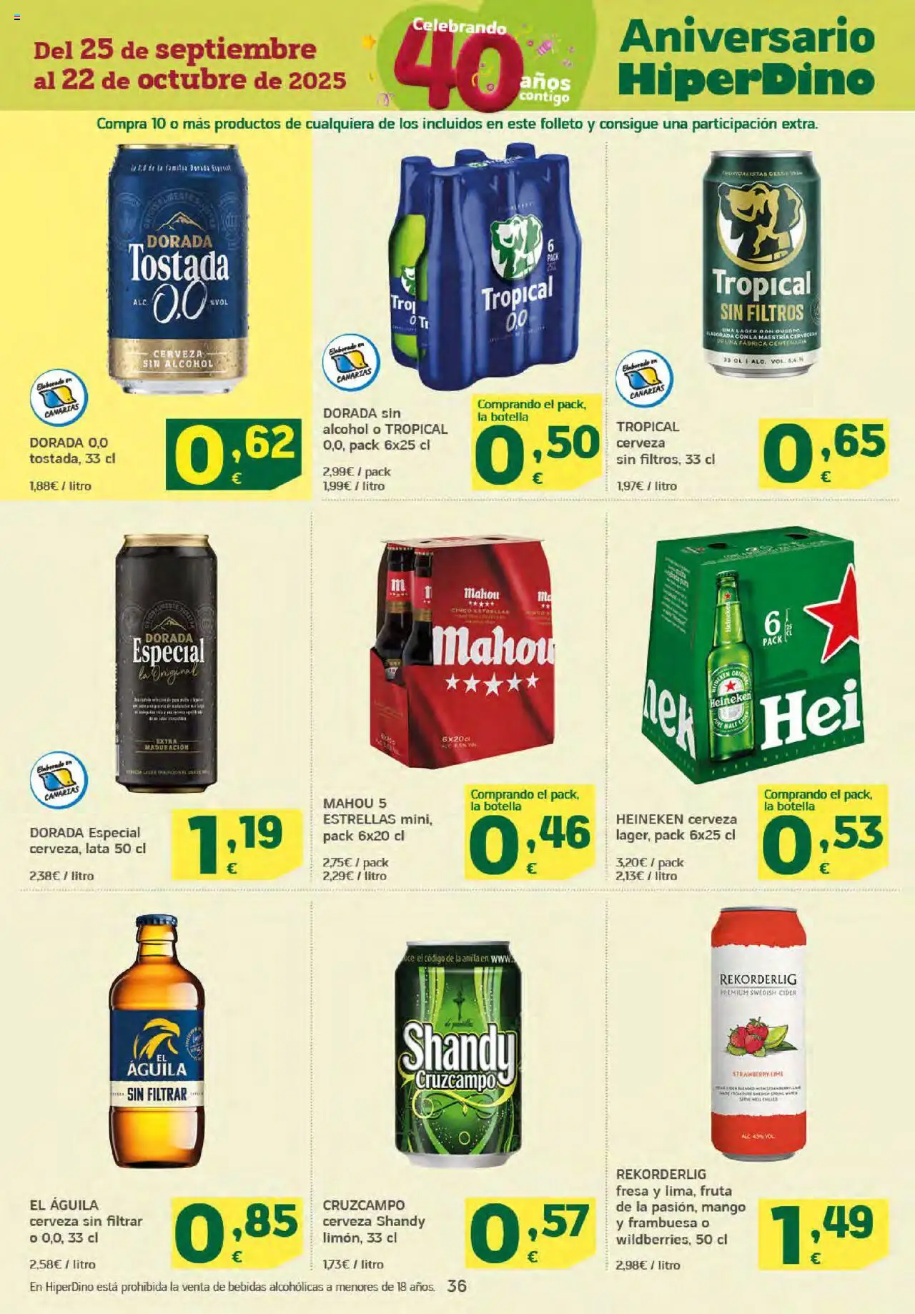 HiperDino folleto │ válido desde el 25.09.2025 | Página: 36 | Productos: Cerveza sin alcohol, Cerveza, Ρούτερ, Σπανάκι
