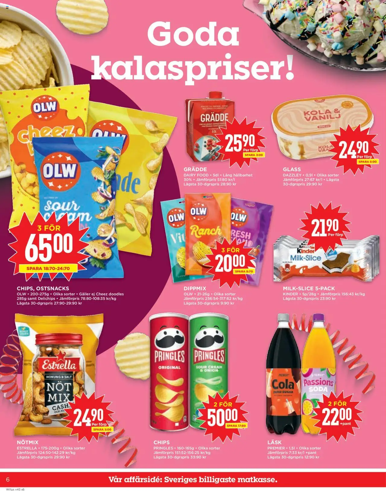 Willys reklamblad aktuell från 20.10.2025 | Sida: 6 | Produkter: Pringles, Salt, Galler, Chips