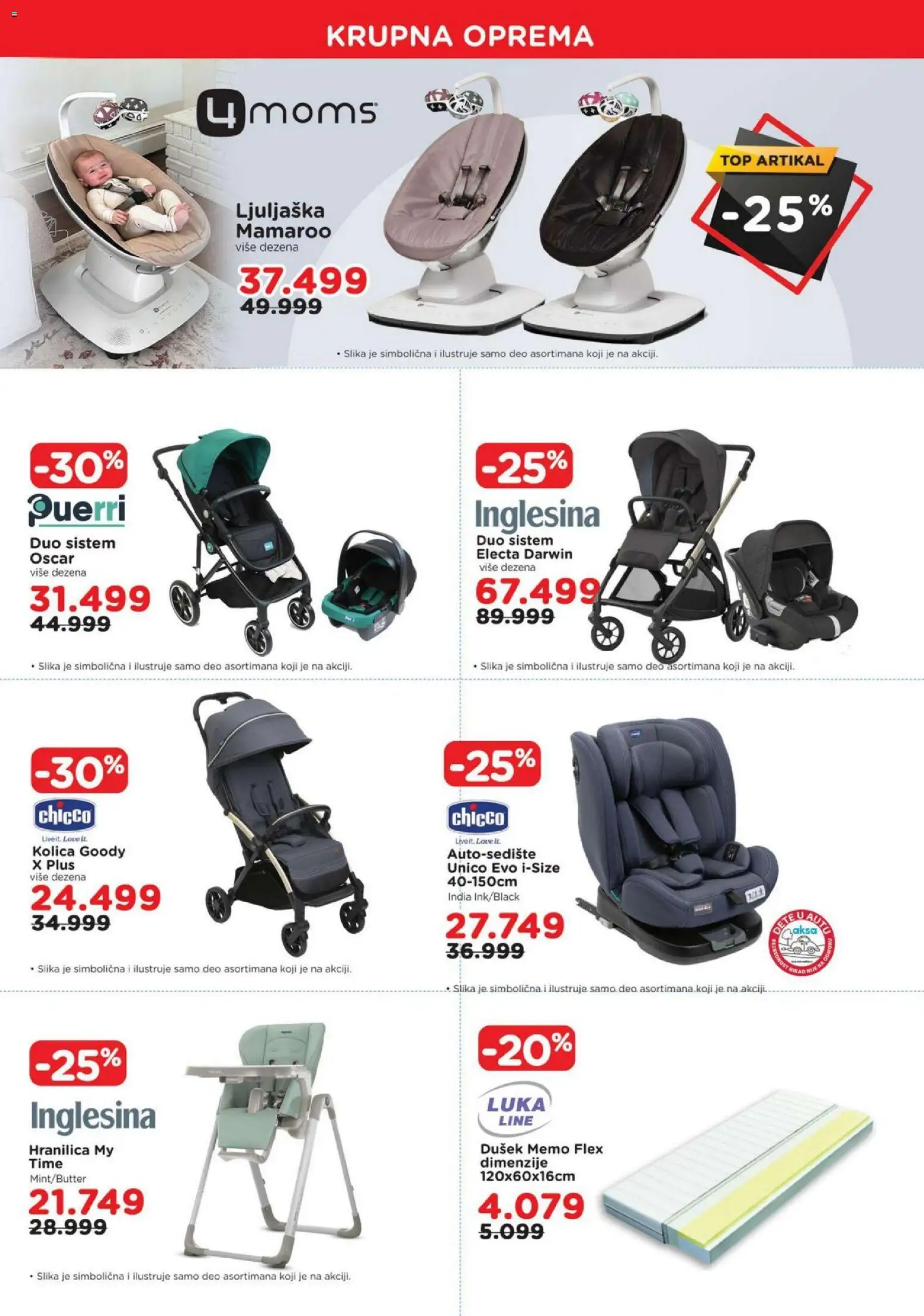 Aksa katalog - važi od 12.12.2025 | Strana: 4 | Proizvode: Dušek, Kolica, Ljuljaška