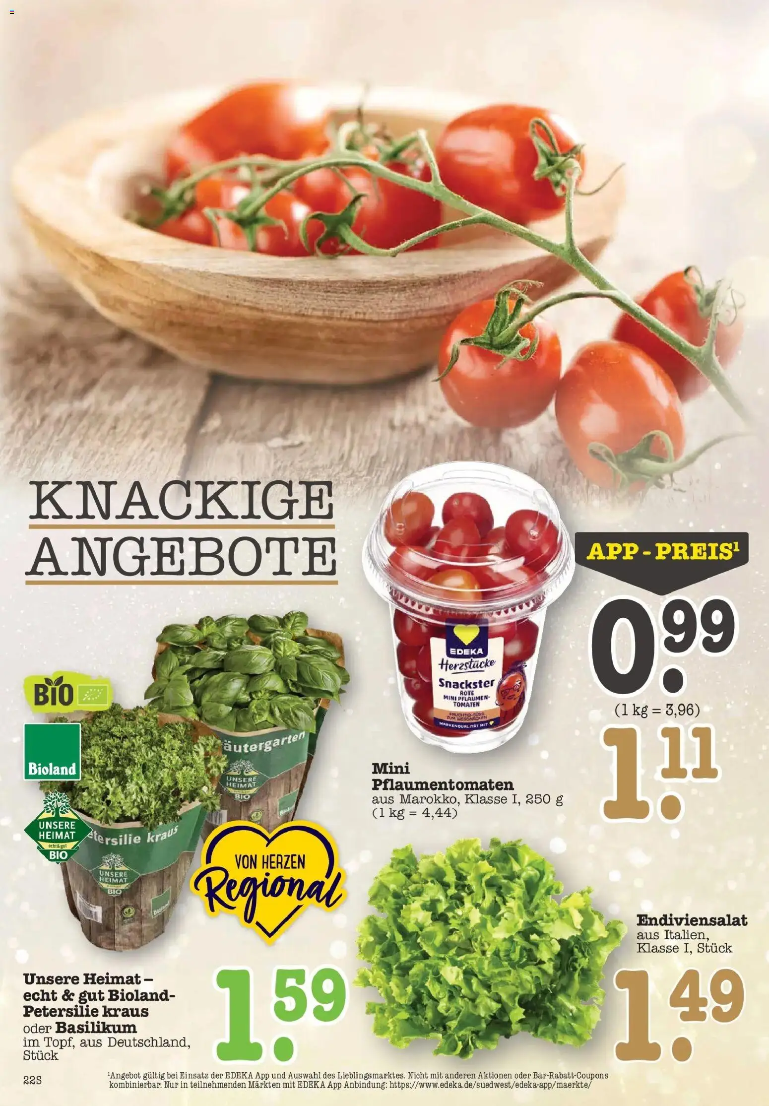 Edeka prospekt Bühlertal	 – gültig ab 15.12.2025 | Seite: 22 | Produkte: Pflaumen, Tomaten, Petersilie