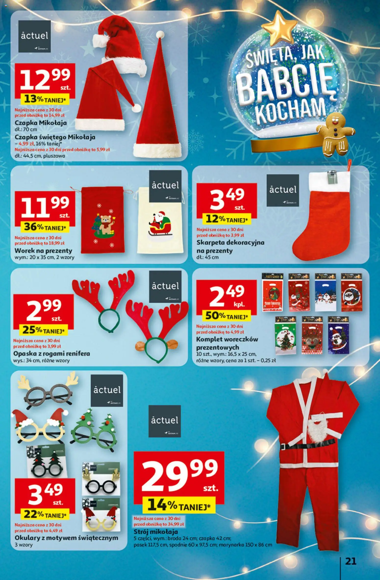 Auchan Black Friday od 27.11.2025 | Strona: 21 | Produkty: Spodnie, Okulary, Pasek, Czapka mikołaja