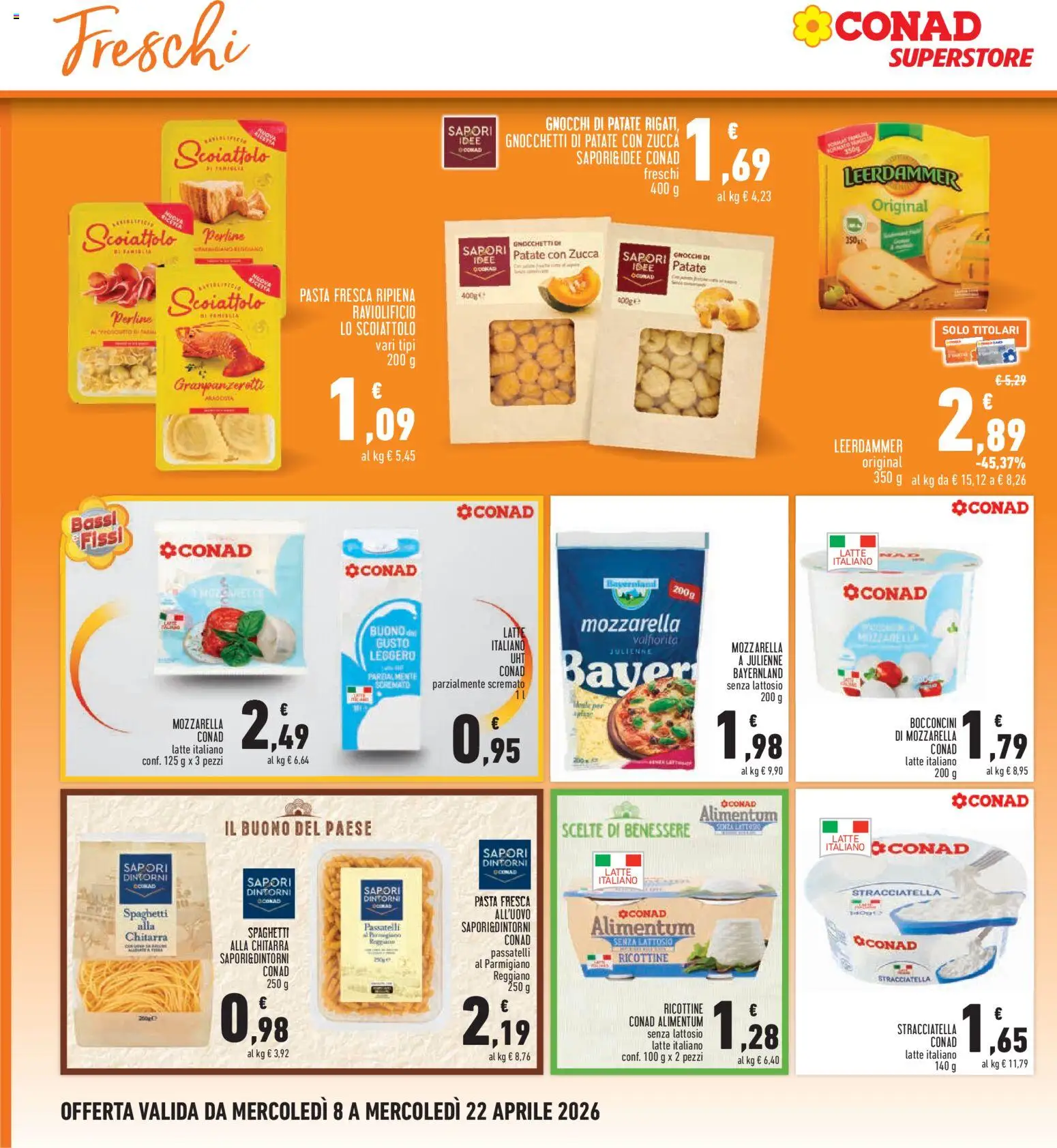 Volantino Conad del 08.04.2026 | Pagina: 12 | Prodotti: Patate, Mozzarella, Latte, Parmigiano reggiano