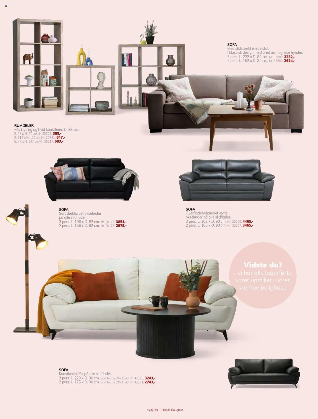 Daells Bolighus tilbudsavis – gyldig fra 14.08.2025 | Side: 20 | Produkter: Sofa