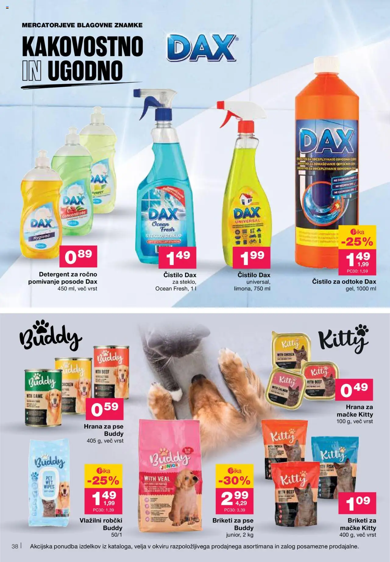 Novi Mercator katalog ponudbe – veljaven od 02.10.2025 | Stran: 38 | Izdelki: Hrana za mačke, Robčki, Detergent, Vlažilni robčki