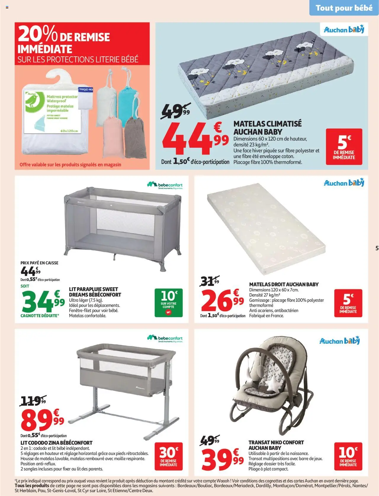  | Page: 5 | Produits: Lit parapluie, Lit, Matelas, Literie