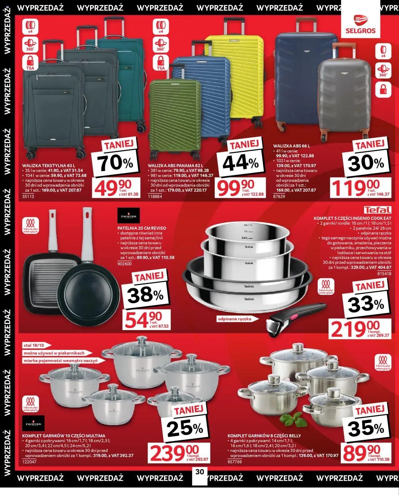 Selgros cash&carry Gazetka - Oferta przemysłowa od 09.10.2025 | Strona: 30 | Produkty: Walizka, Patelnie, Garnki, Tefal