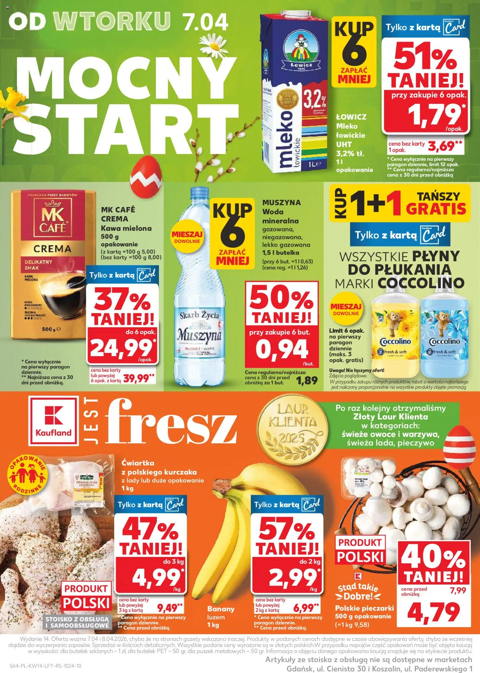 Kaufland gazetka od 01.04.2026 | Strona: 64 | Produkty: Pieczarki, Kawa, Banany, Woda