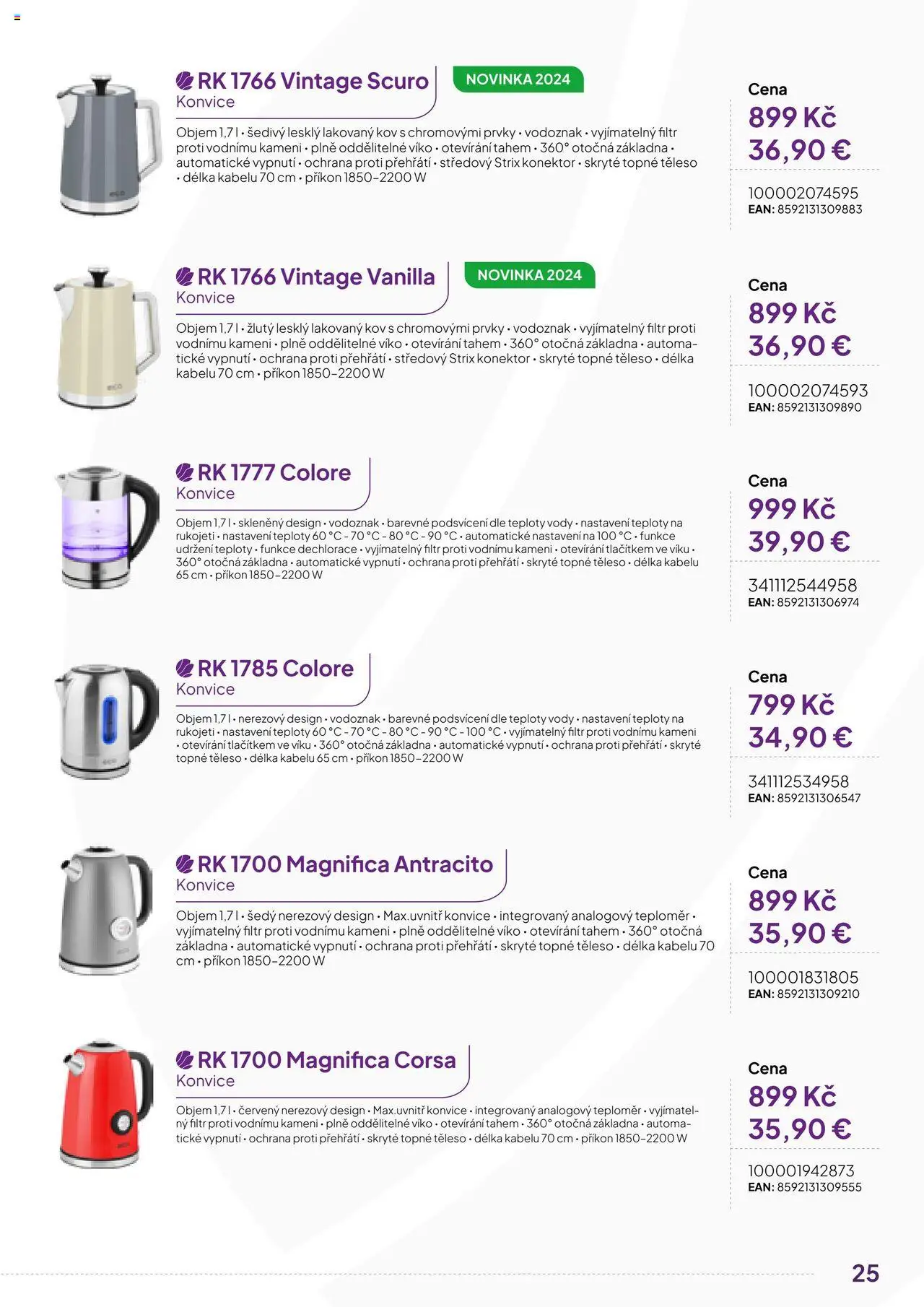 Expert elektro katalog - ECG - Malé domácí spotřebiče od 01.10.2024 | Strana: 25 | Produkty: Konektor, Konvice, Teploměr