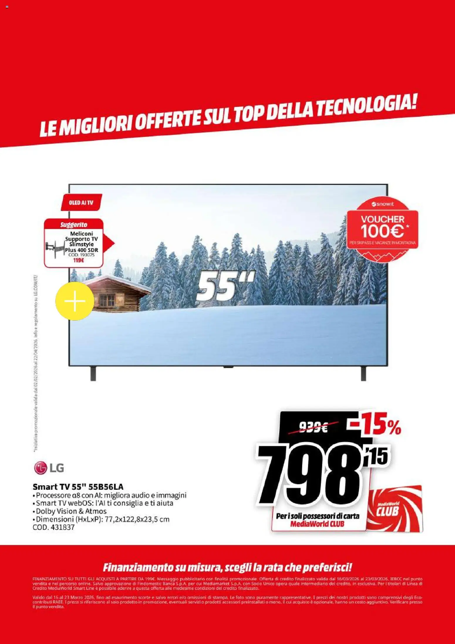 Volantino Media World del 16.03.2026 | Pagina: 2 | Prodotti: smart TV, TV, Audio, Stampa