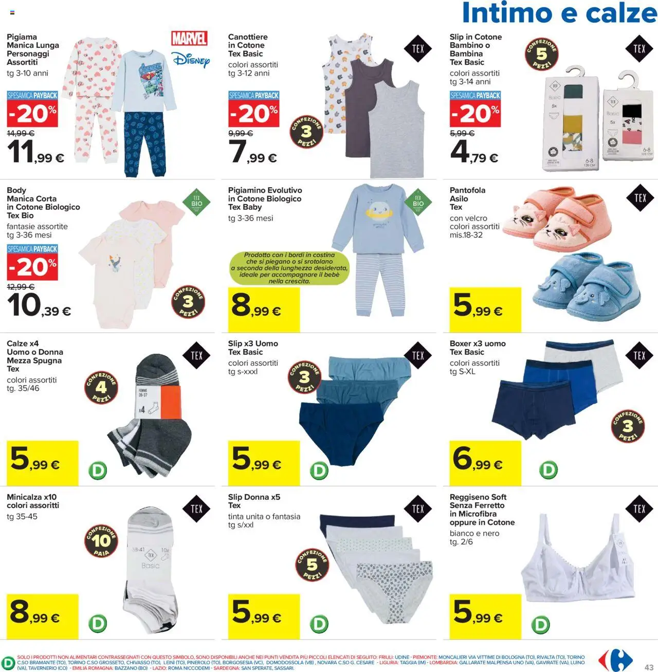 Volantino Carrefour del 05.09.2025 | Pagina: 43 | Prodotti: Intimo, Reggiseno, Slip, Body