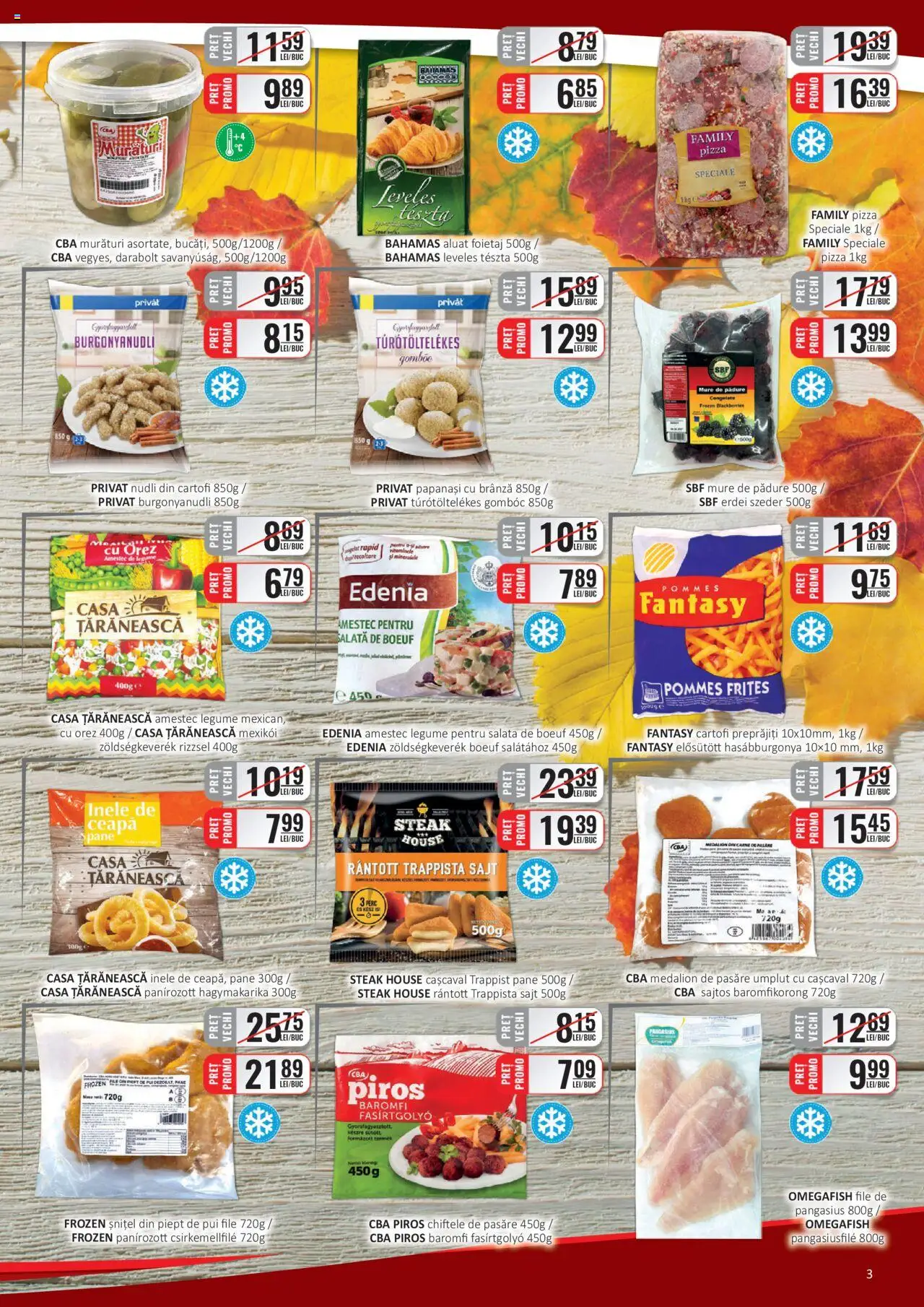 Noul catalog CBA – valabil de la 16.10.2025 | Pagină: 3 | Produse: Cașcaval, Pizza, Esmer şeker, Legume
