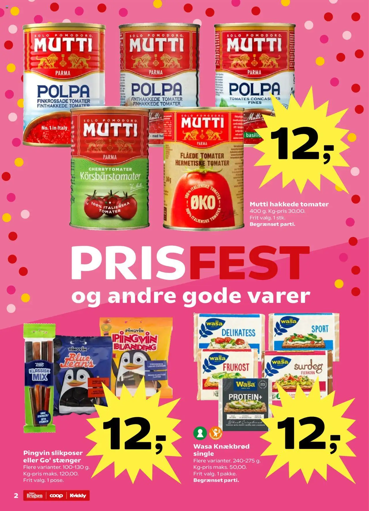 Super Brugsen Tilbudsavis gyldig fra 22.08.2025 | Side: 2 | Produkter: Tomater, Hakkede tomater, Cherrytomater, Flåede Tomater