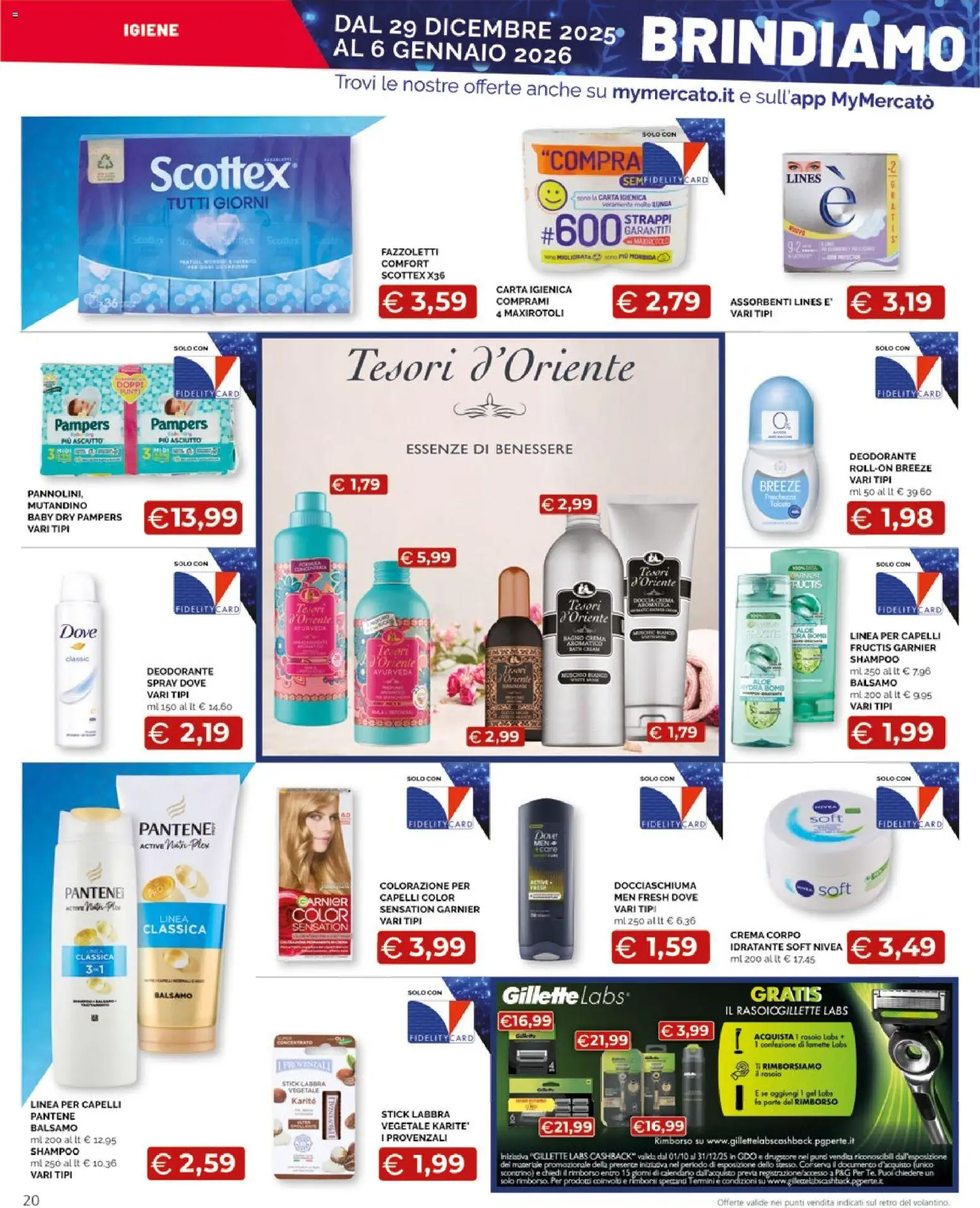 Volantino Mercatò del 29.12.2025 | Pagina: 20 | Prodotti: Balsamo, Crema, Rasoio, Carta igienica