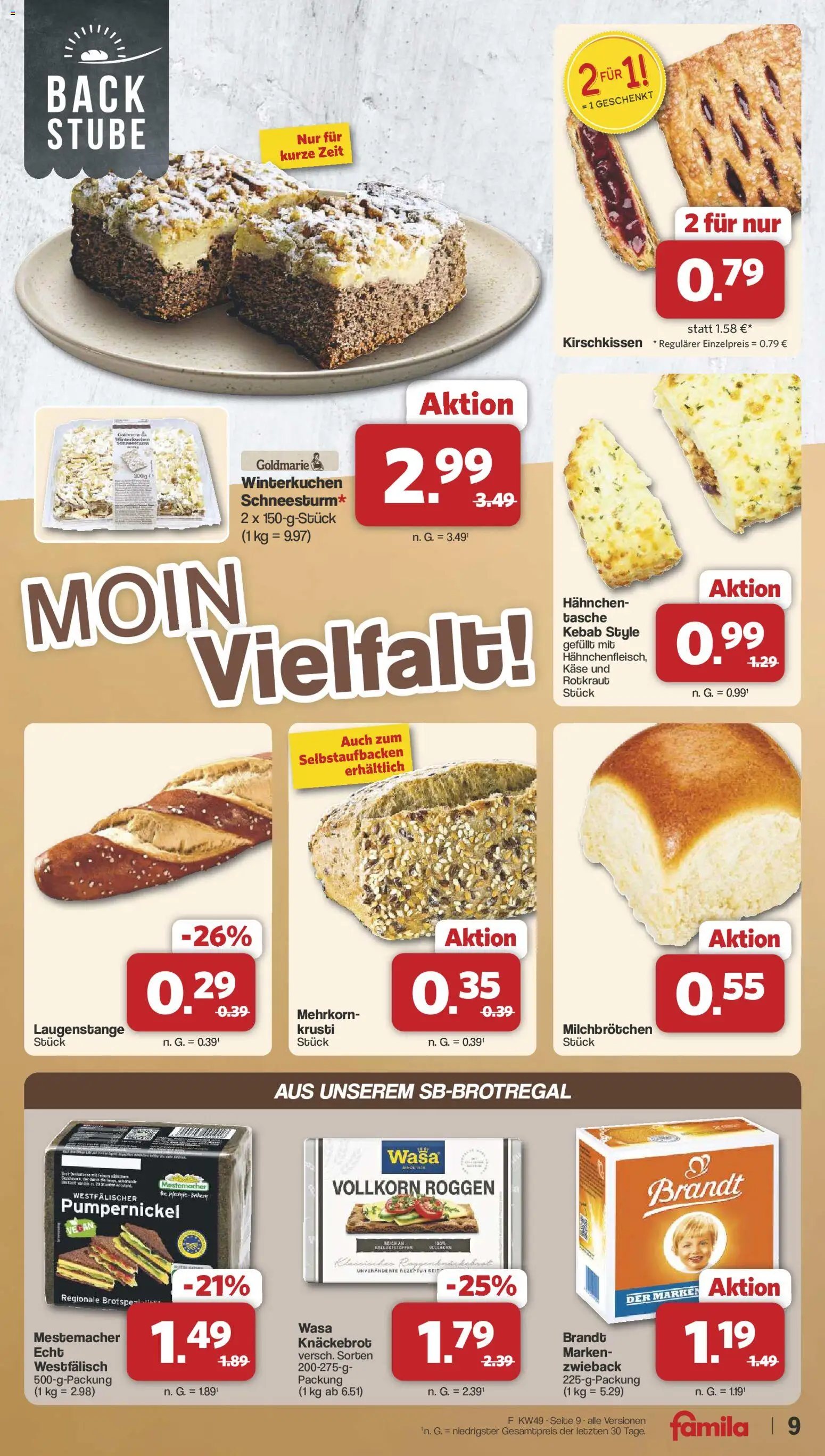 Famila Nordwest Prospekt 	 – gültig ab 01.12.2025 | Seite: 9 | Produkte: Tasche, Hahnchen, Käse