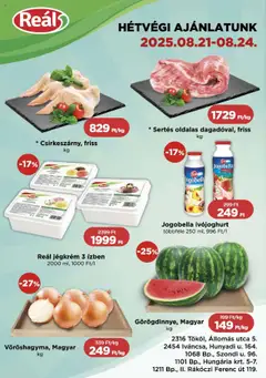 Reál Bevásárló hétvége - Pest megye - amely érvényes a következő dátumtól: 21.08.2025