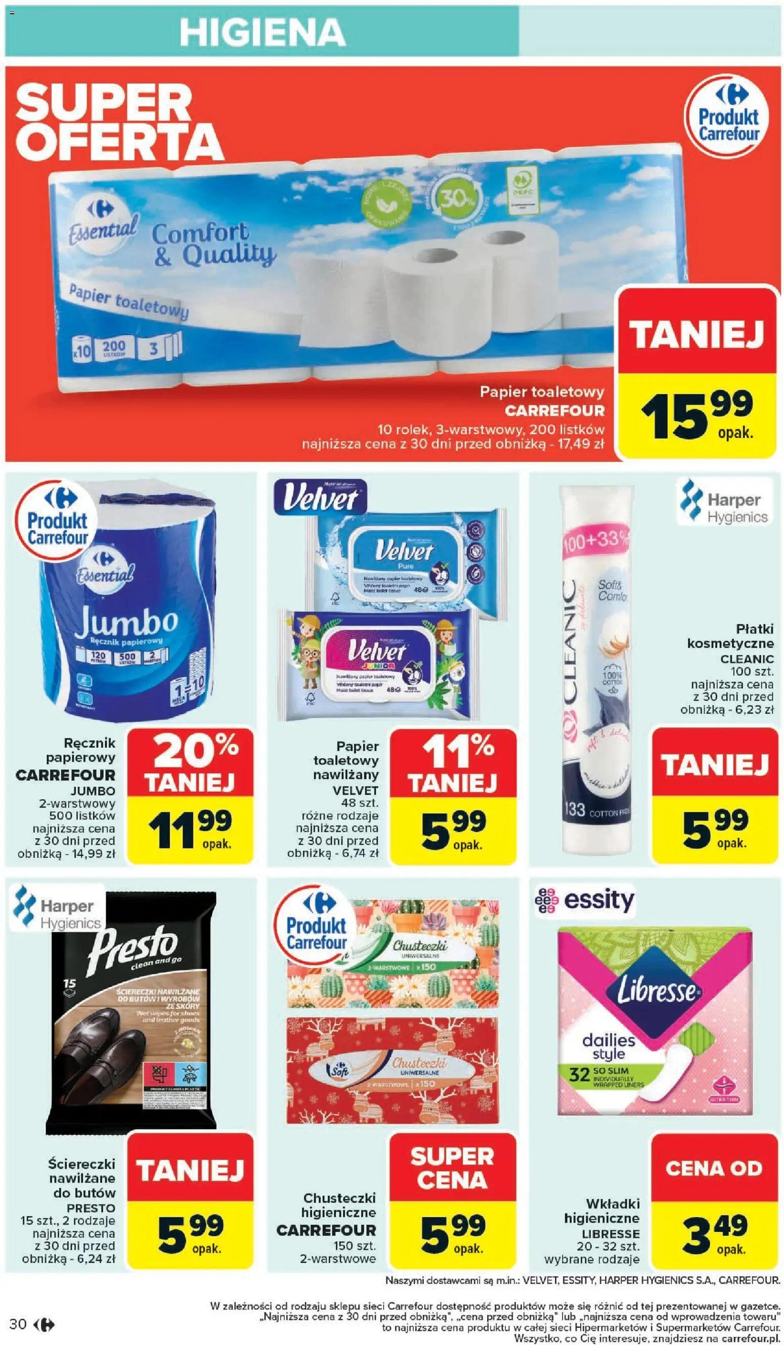 Carrefour Gazetka od 27.10.2025 | Strona: 32 | Produkty: Papier toaletowy, Płatki kosmetyczne, Płatki, Ręcznik papierowy