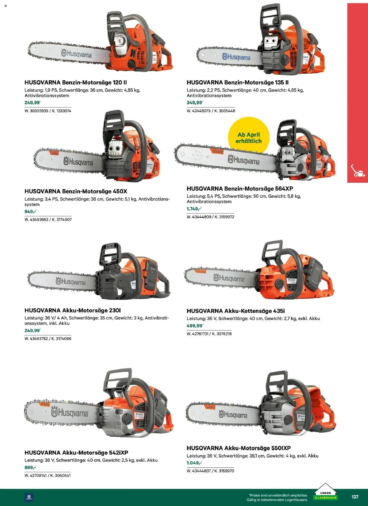 Lagerhaus Garten & Freizeit Katalog 2026 gültig ab 01.03.2026 | Seite: 137 | Produkte: Gewicht