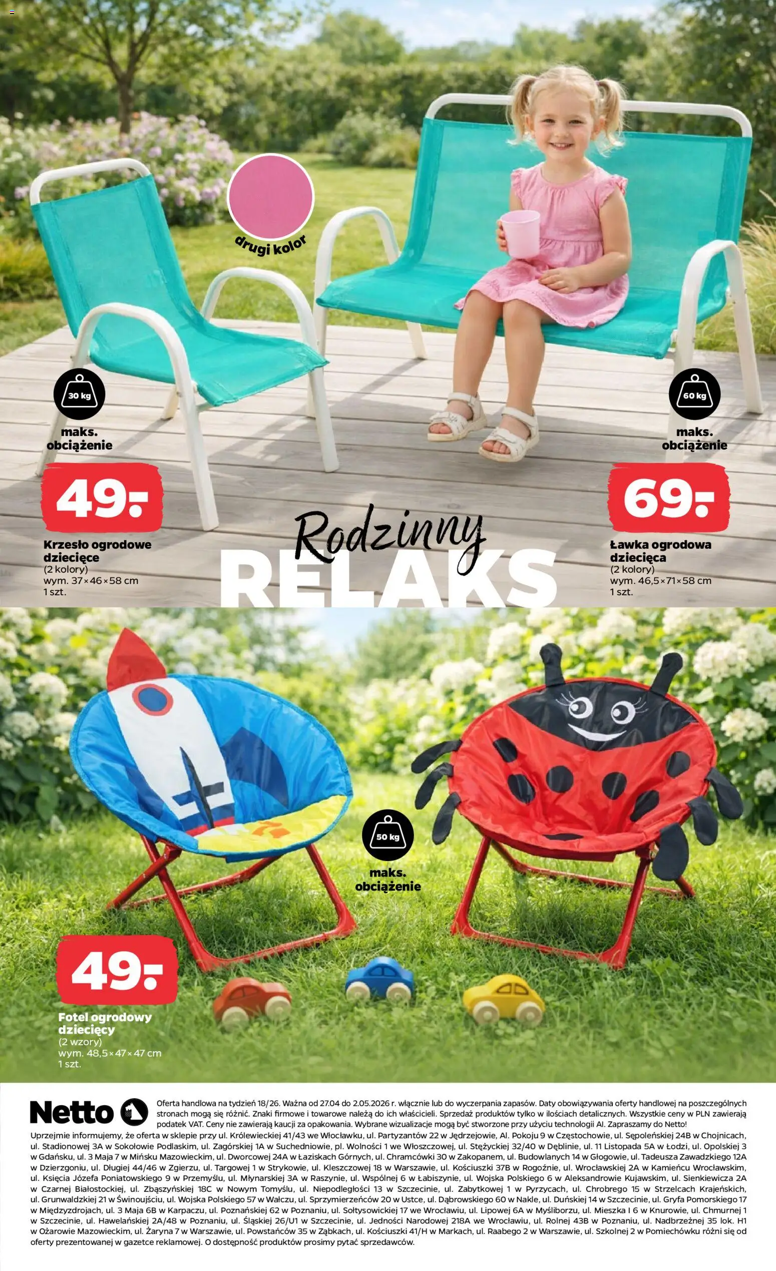 Netto gazetka od poniedziałku NonFood od 27.04.2026 | Strona: 3 | Produkty: Fotel ogrodowy, Fotel, Krzesło, Krzesło ogrodowe