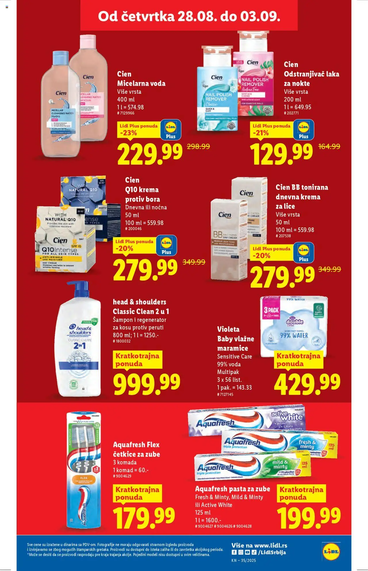 Lidl katalog - važi od 28.08.2025 | Strana: 23 | Proizvode: Šampon, Voda, Krema, Vlažne maramice