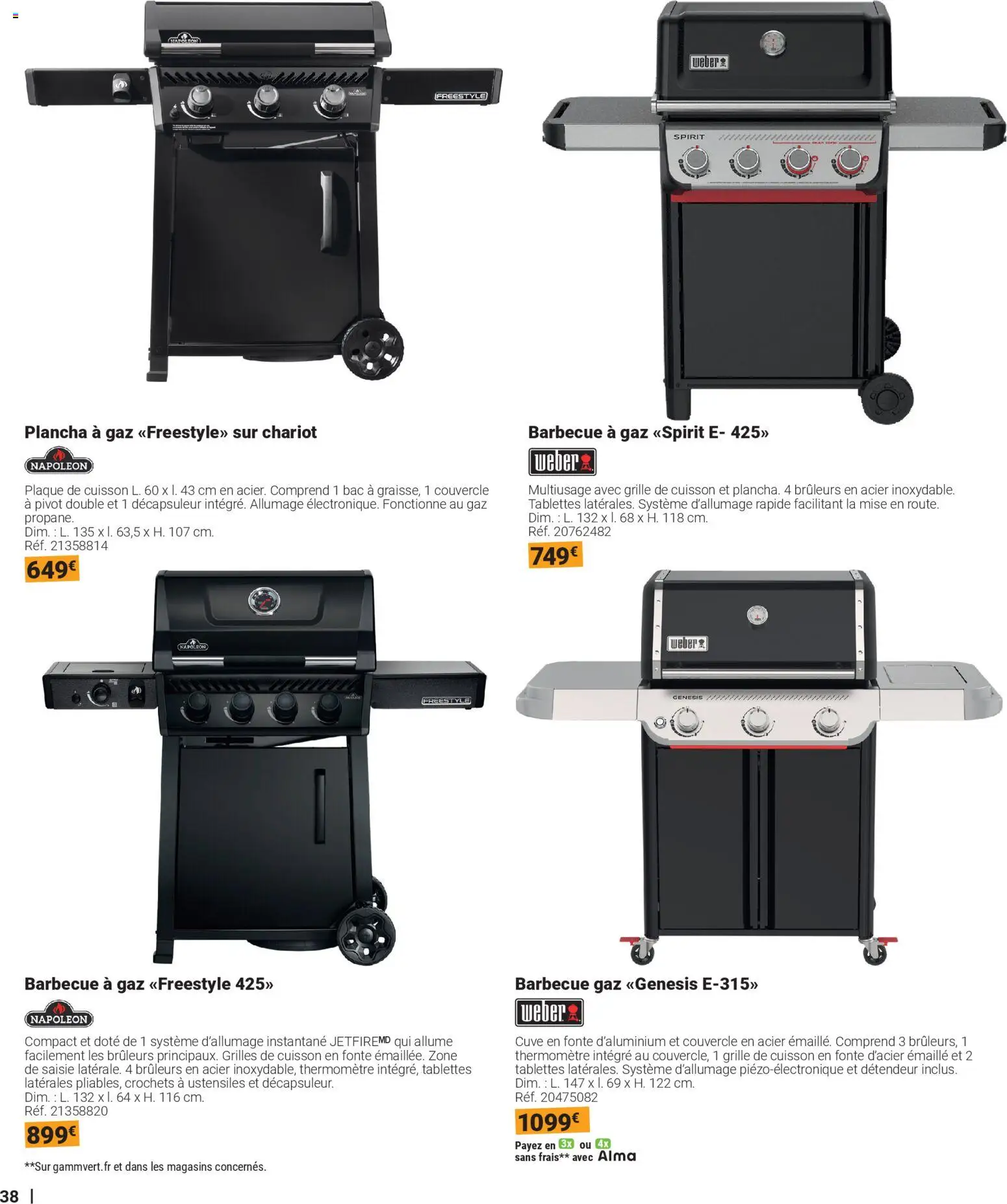 {H1} | Page: 38 | Produits: Plancha, Plaque de cuisson, Thermomètre, Grille de cuisson