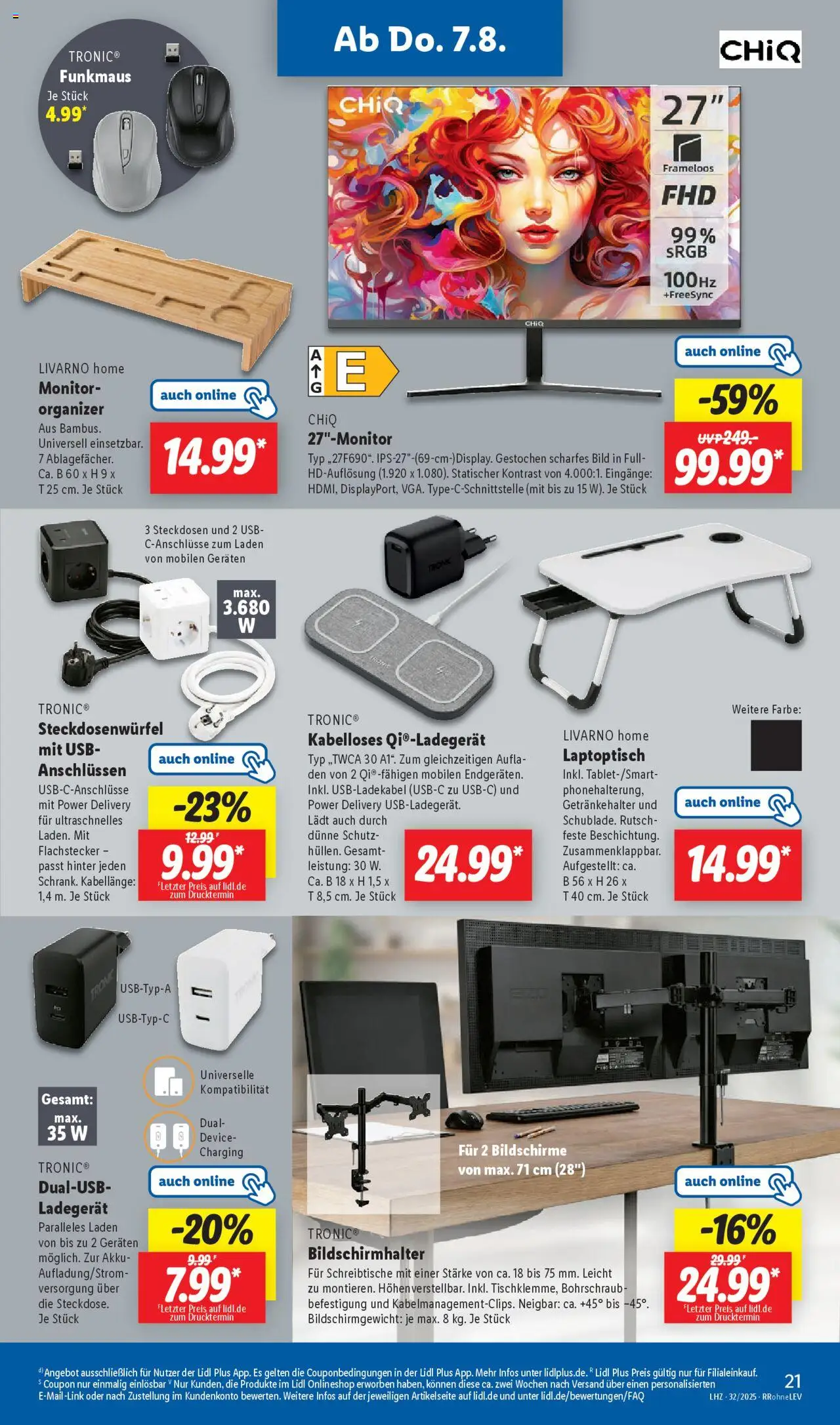 Lidl Prospekt Düsseldorf - gültig ab dem 04.08.2025 | Seite: 33 | Produkte: USB, Ladegerät, Monitor