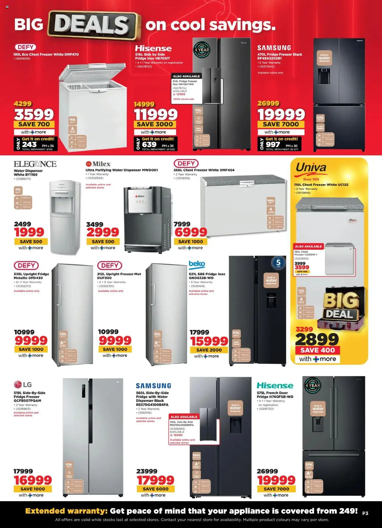 HiFi Corp Specials │ valid from 06.08.2025 | Page: 3 | Products: Freezer, Freezer fridge, Fridge, Chest freezer