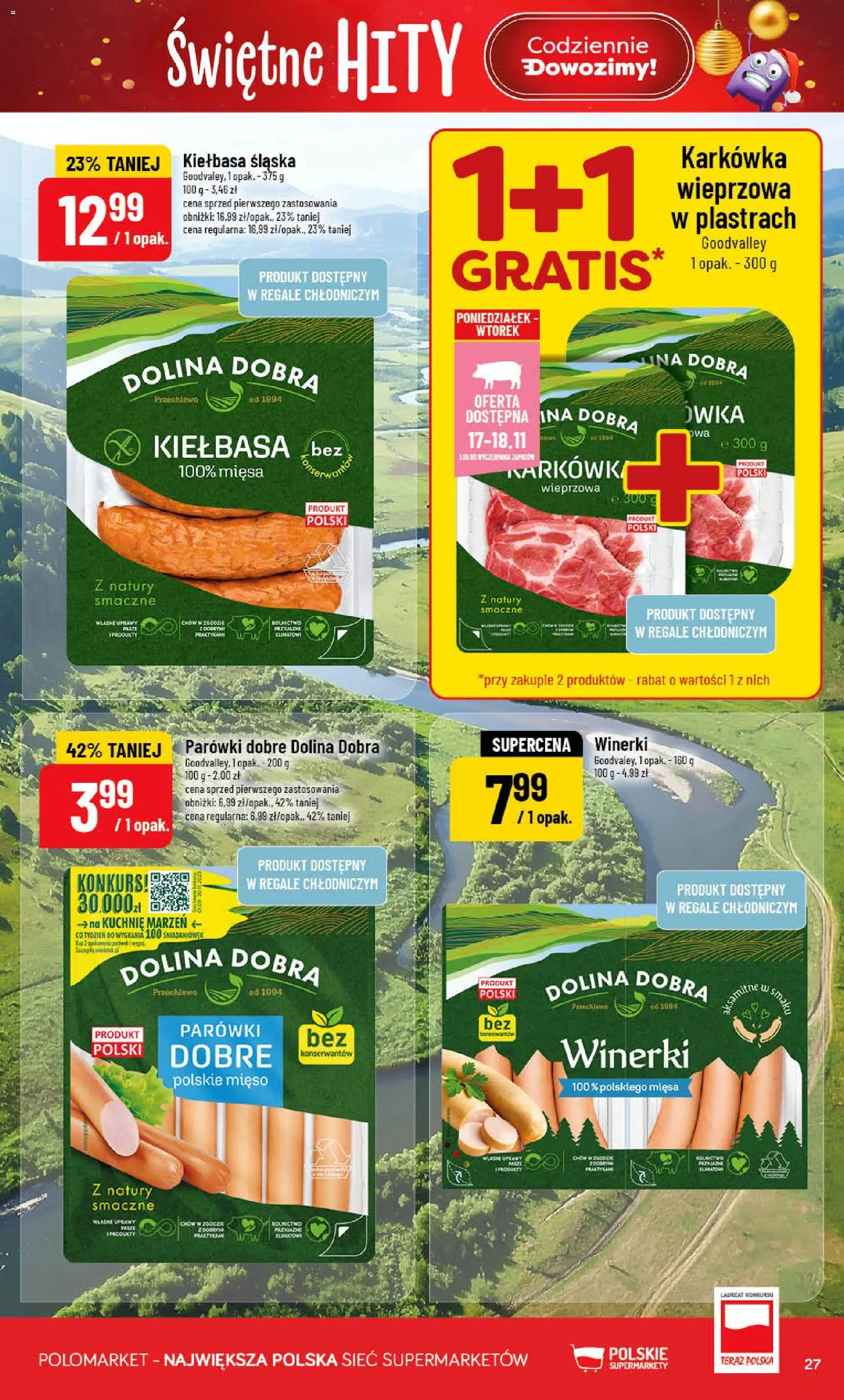 POLOmarket Gazetka od 12.11.2025 | Strona: 27 | Produkty: Kiełbasa, Karkówka, Mięso, Kiełbasa śląska