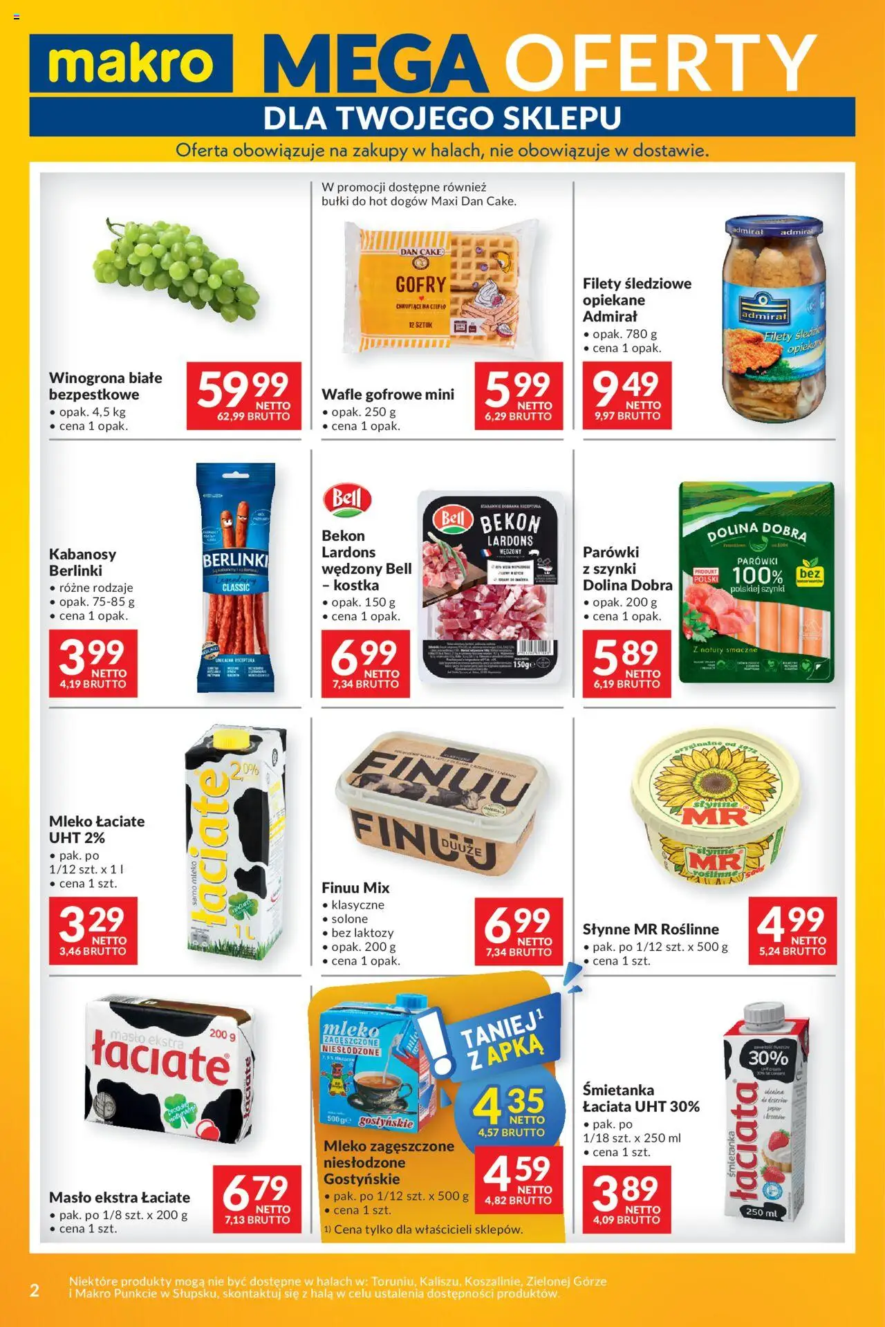 Makro Gazetka - Mega oferty dla Twojego Sklepu od 27.05.2025 | Strona: 2 | Produkty: Winogrona, Wafle, Parówki z szynki, Masło