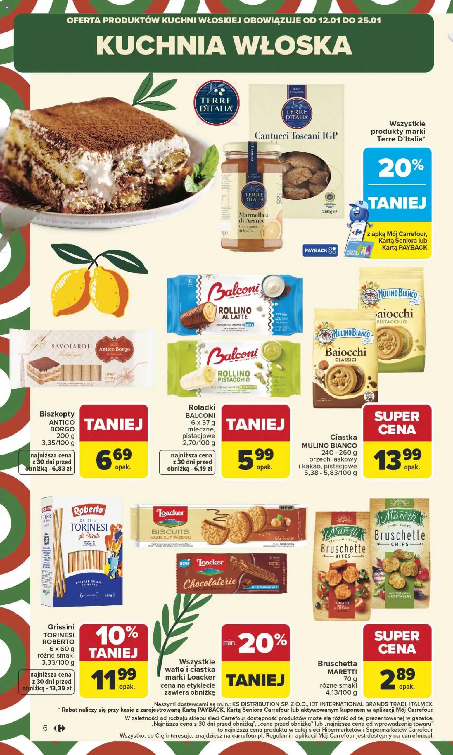 Carrefour Gazetka od 12.01.2026 | Strona: 8 | Produkty: Karta, Wafle, Bruschetta, Ciastka