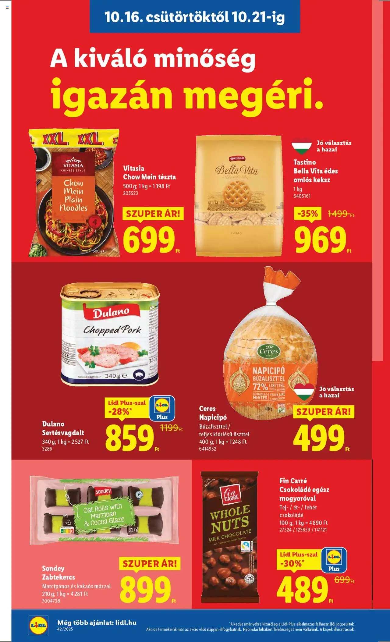 Lidl akciós ujság - amely érvényes a következő dátumtól: 16.10.2025 | Oldal: 10 | Termékek: Tej, Csokoládé, Tészta, Keksz
