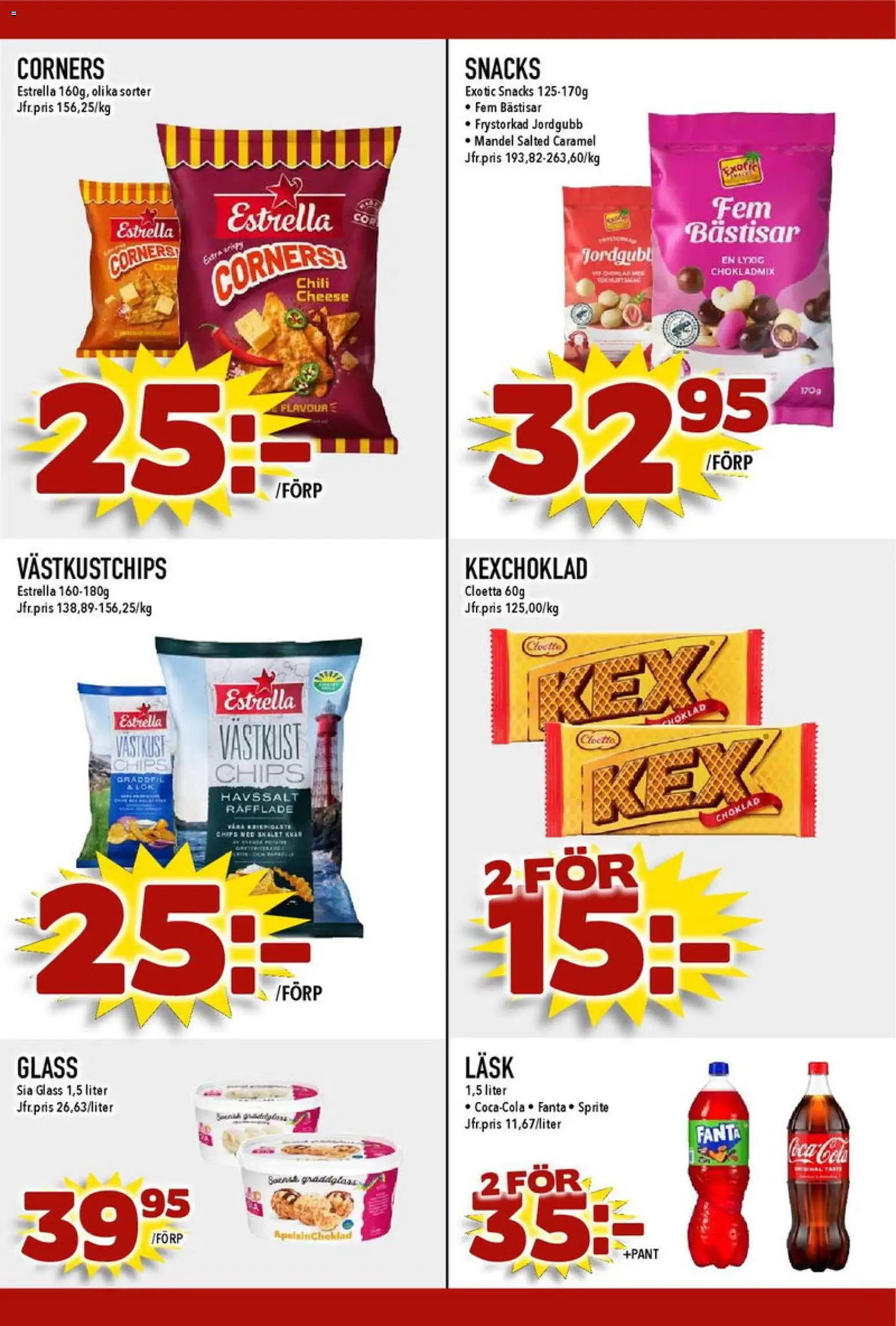 Matdax reklamblad aktuell från 23.02.2026 | Sida: 22 | Produkter: Coca cola, Fanta, Choklad, Glass