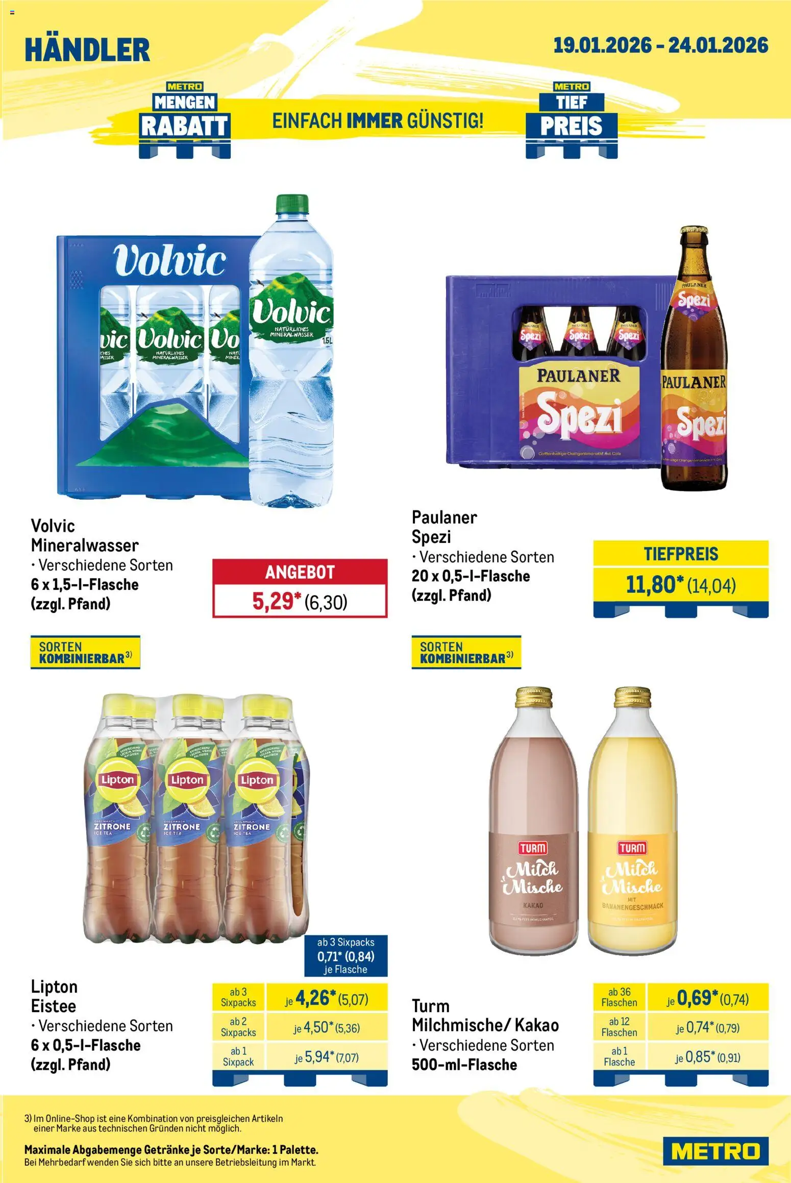 Metro Wochen-Angebote Händler – gültig ab 19.01.2026 | Seite: 3 | Produkte: Milch, Zitrone, Volvic, Paulaner