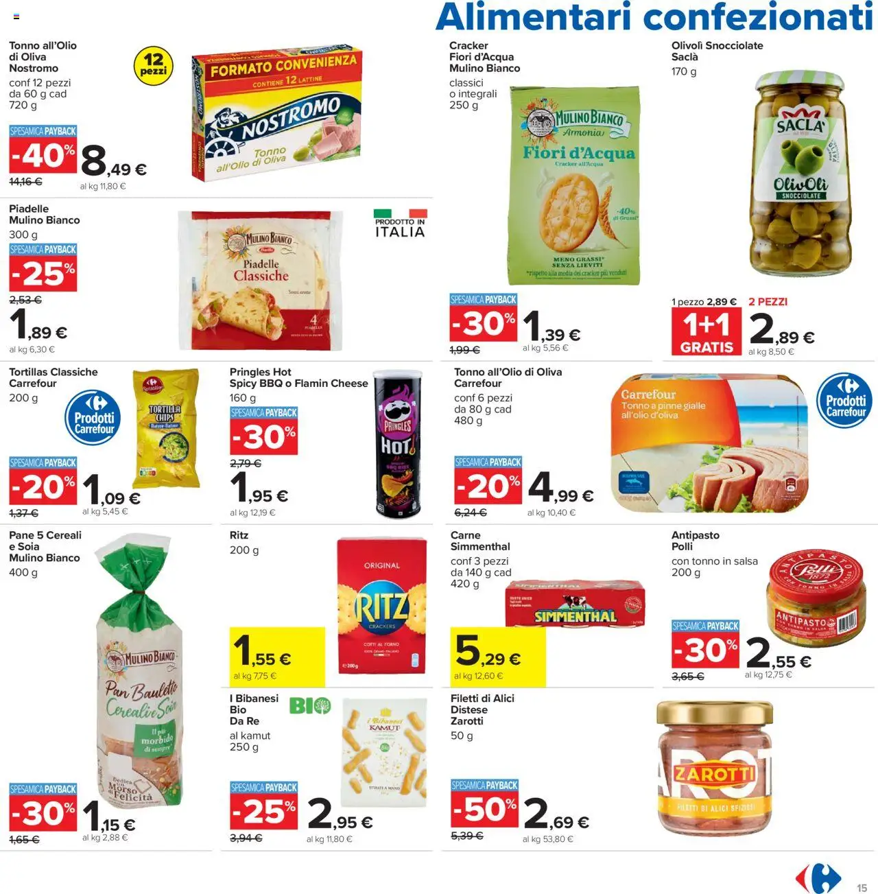 Volantino Carrefour del 21.08.2025 | Pagina: 15 | Prodotti: Cereali, Crackers, Pinne, Tortillas