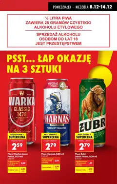 Pogląd oferty "Piwo Warka Jasne Pełne, 500 ml, Jasne pełne piwo w puszce" - ważna od 08.12.2025 | Strona: 21