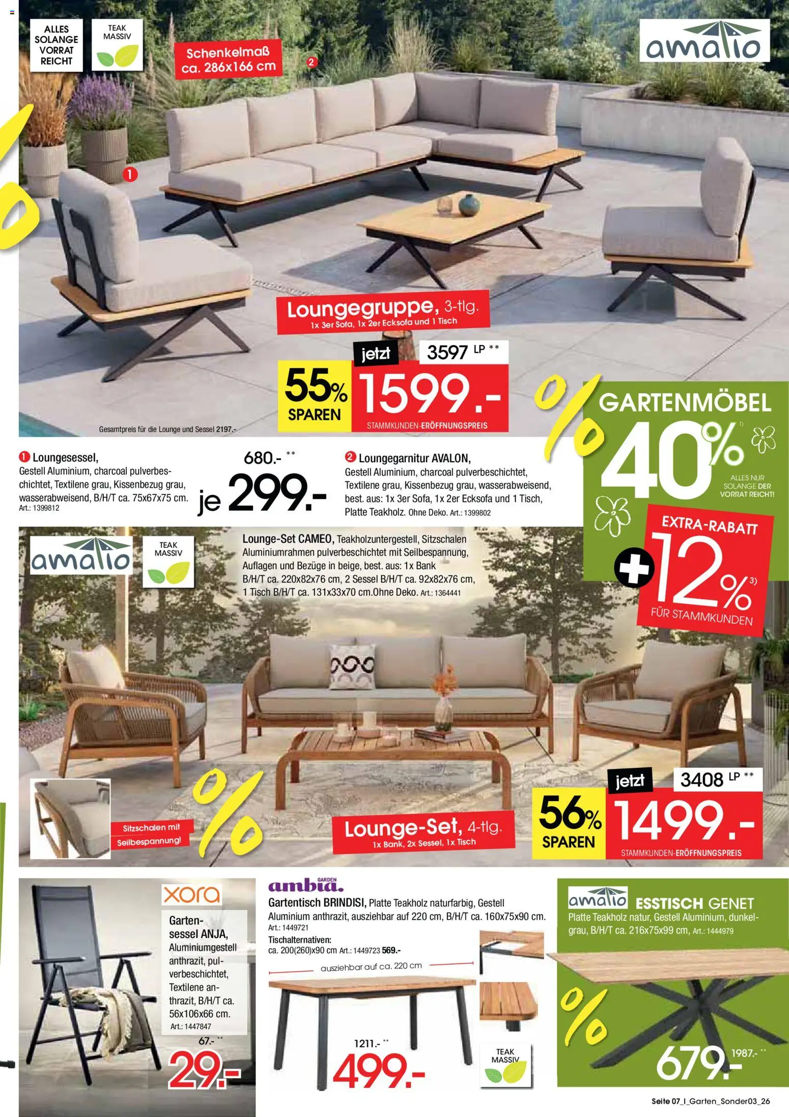 Zurbrüggen Garten Eröffnungspreise – gültig ab 27.04.2026 | Seite: 7 | Produkte: Ecksofa, Sessel, Tisch, Gartenmöbel