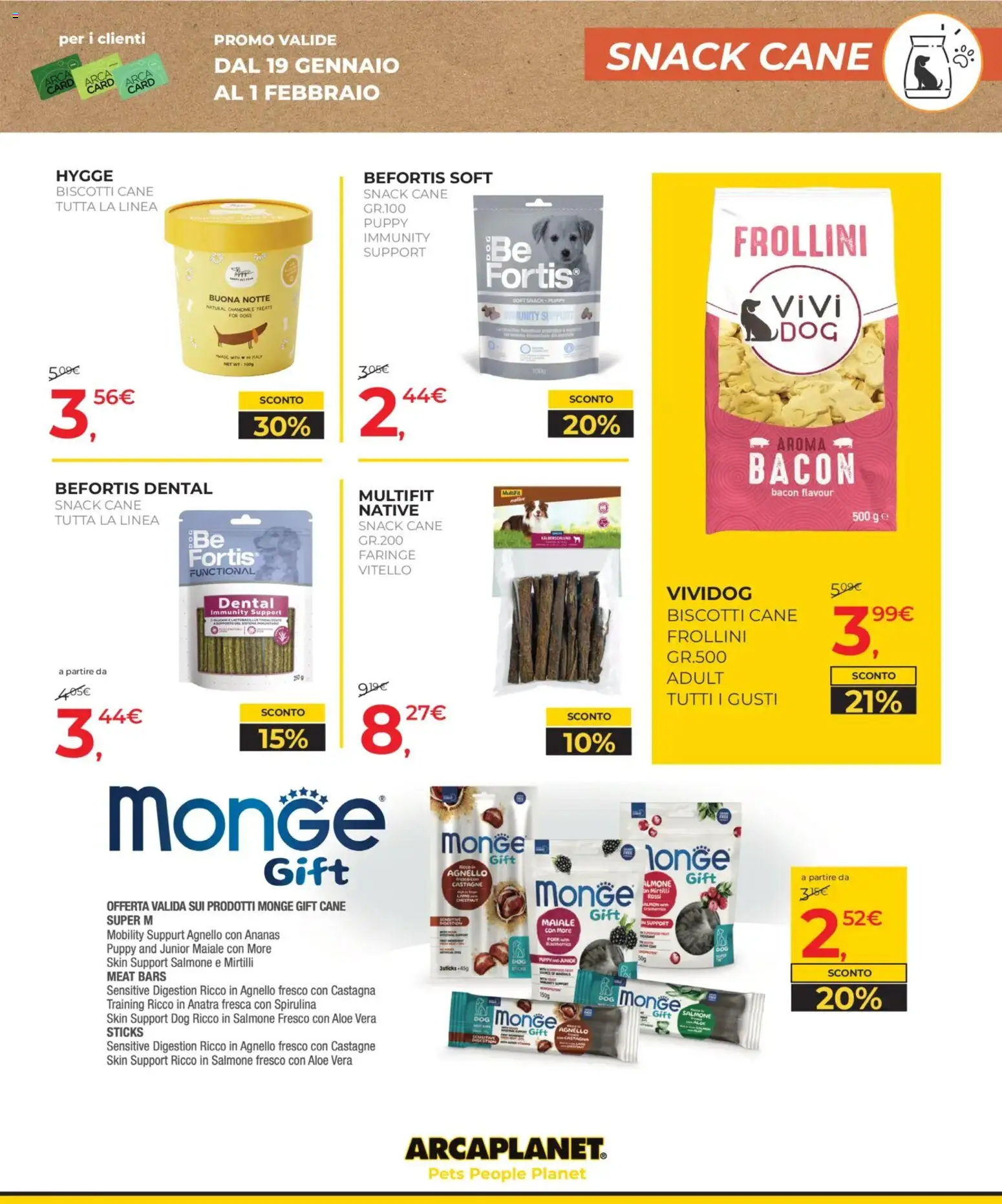 Volantino Arcaplanet del 19.01.2026 | Pagina: 15 | Prodotti: Biscotti, Salmone fresco, Mirtilli, Agnello