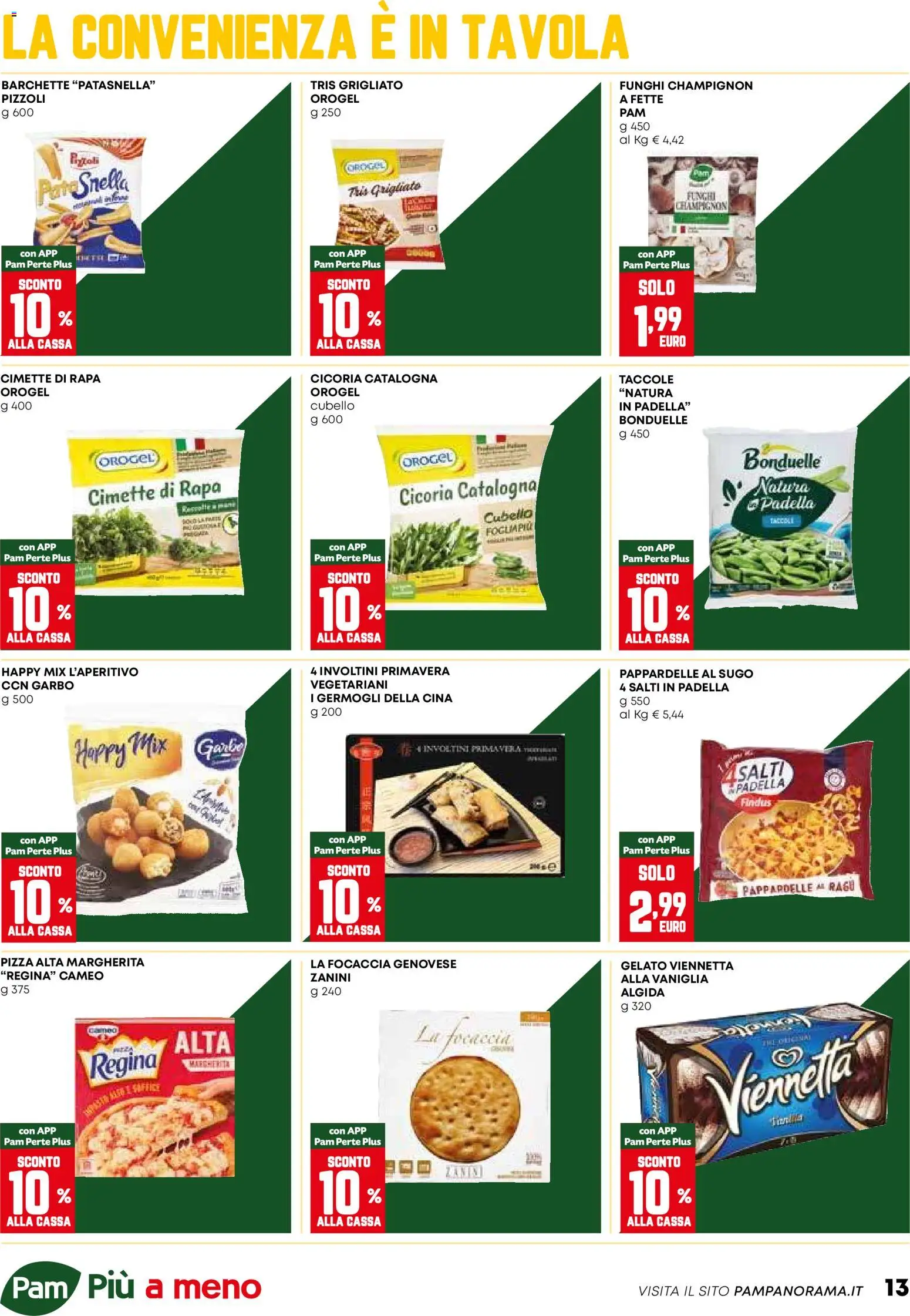 Volantino PAM del 29.01.2026 | Pagina: 13 | Prodotti: Pizza, Gelato, Funghi, Cimette di rapa